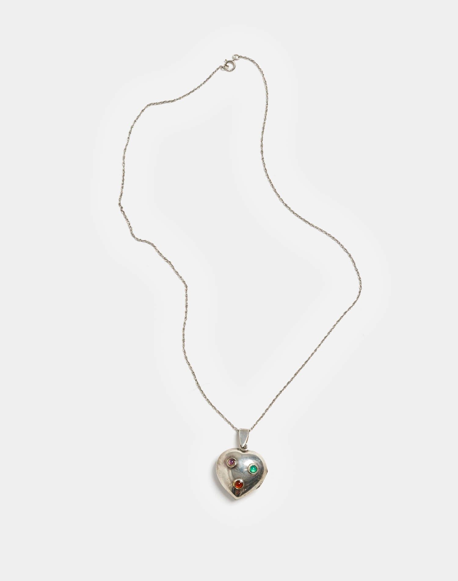40s Sterling Heart with Glass Cabochons Necklace sold by Re/Done product image thumbnail 4