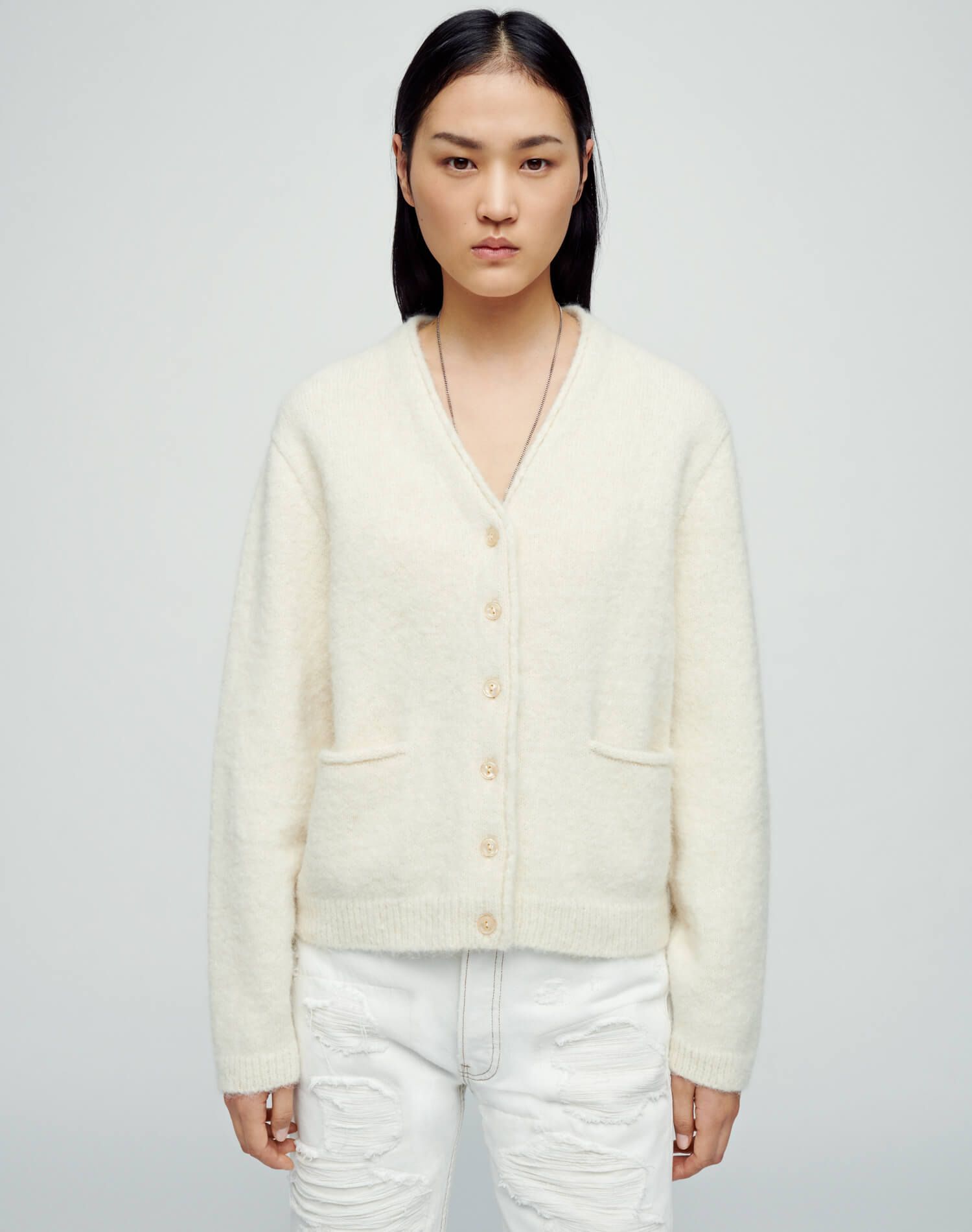 60s V Neck Cardigan - White sold by Re/Done product image thumbnail 4