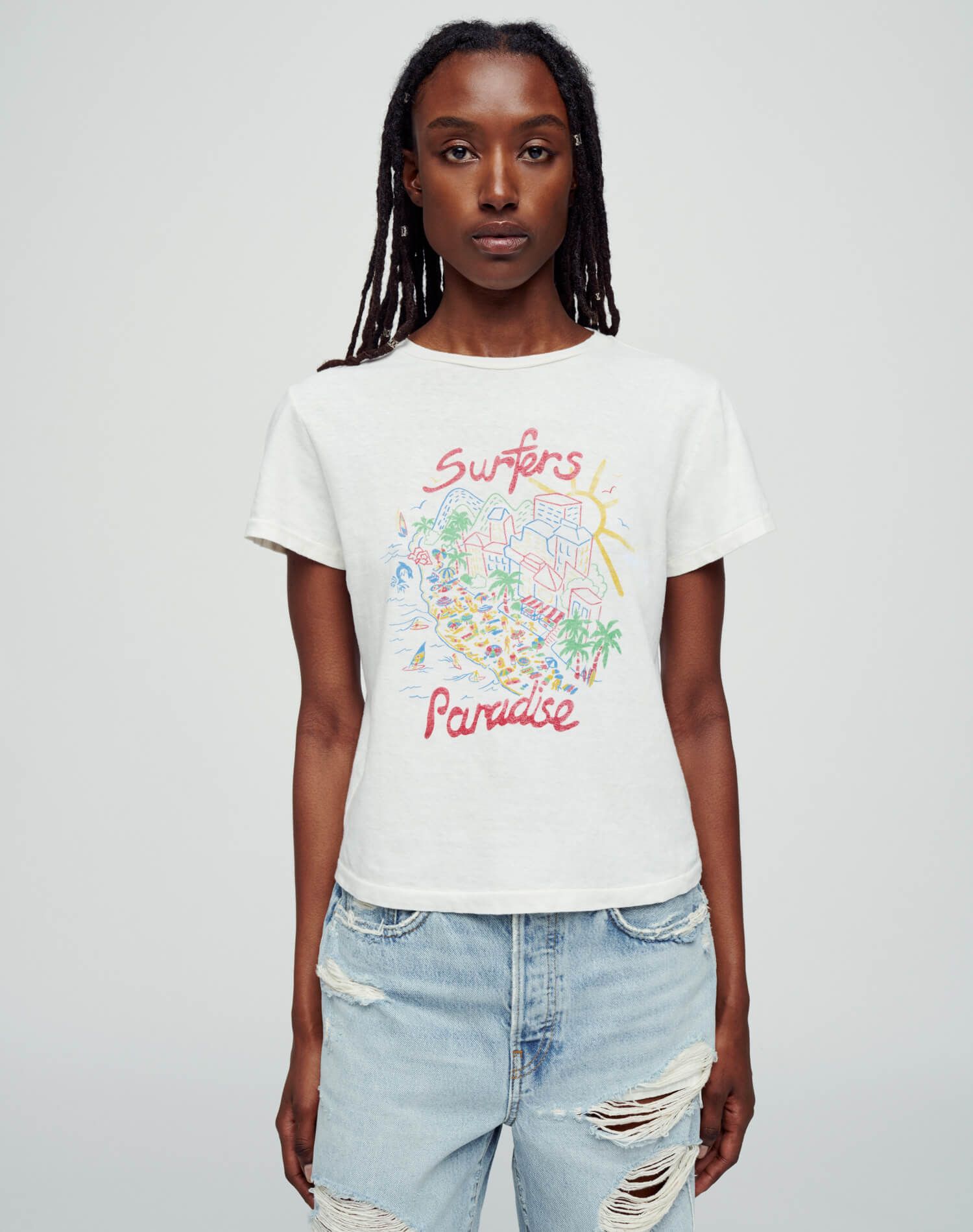 Classic "Surfer's Paradise" Tee - Vintage White sold by Re/Done