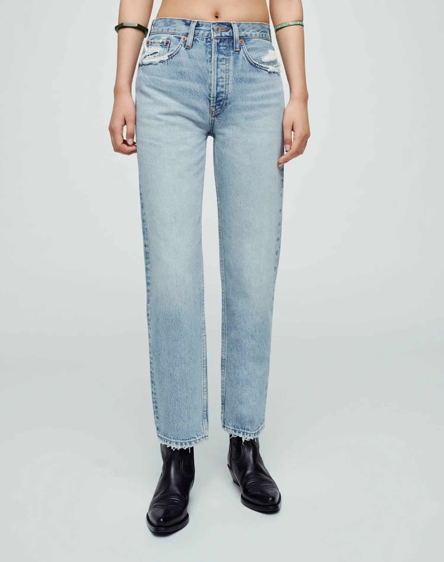 High Rise Stove Pipe - Ripped Tide sold by Re/Done product image thumbnail 3