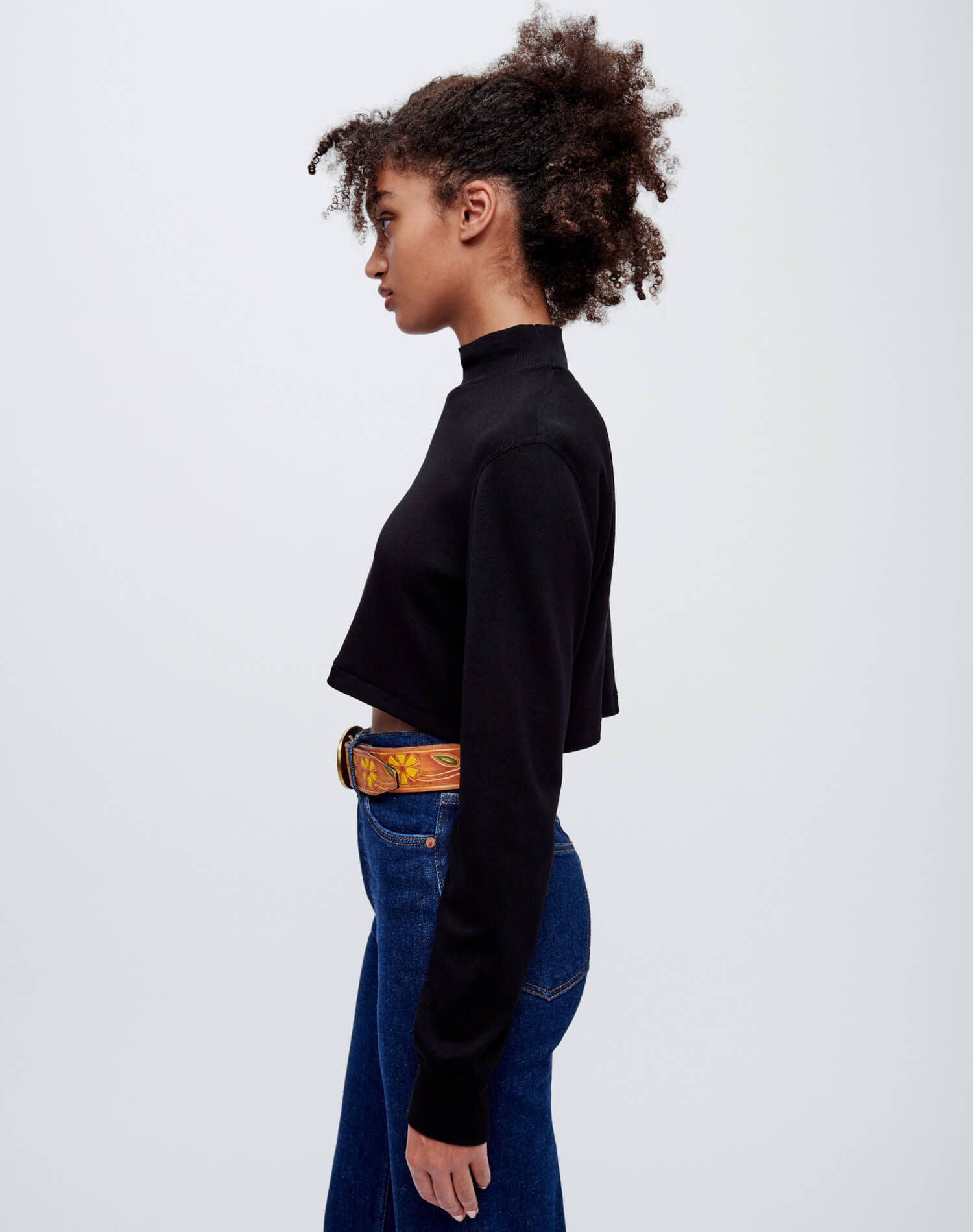 Cropped Mock Neck Long Sleeve - Black sold by Re/Done product image thumbnail 4