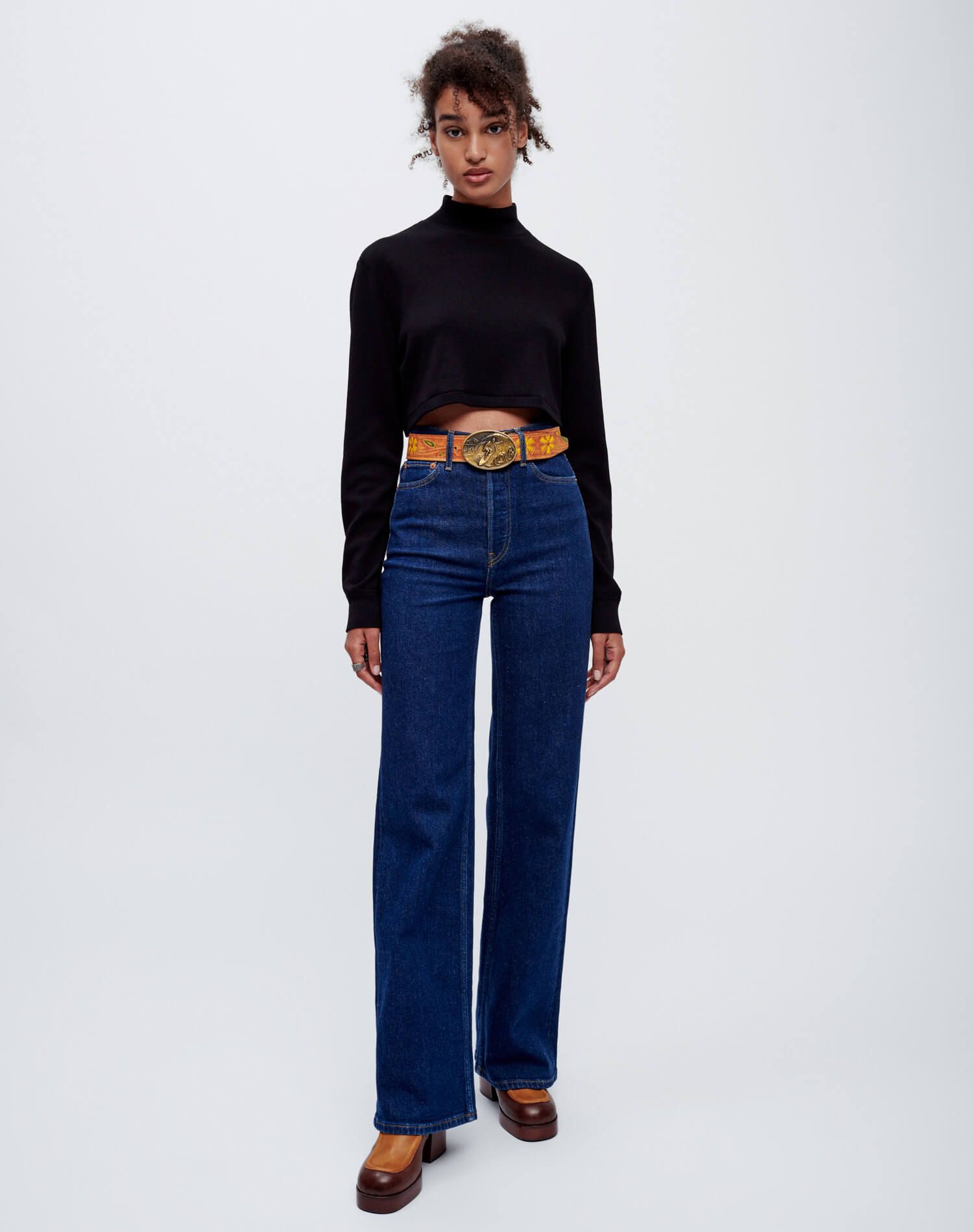 Cropped Mock Neck Long Sleeve - Black sold by Re/Done product image thumbnail 2