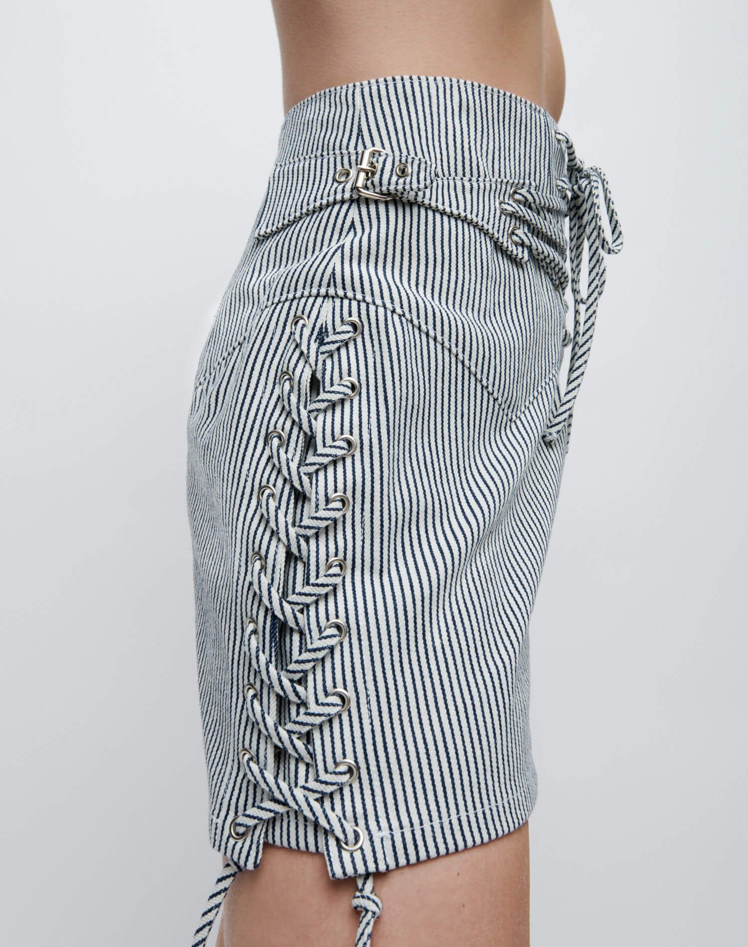 70s Lace Up Skirt - Railroad Stripe sold by Re/Done product image thumbnail 5