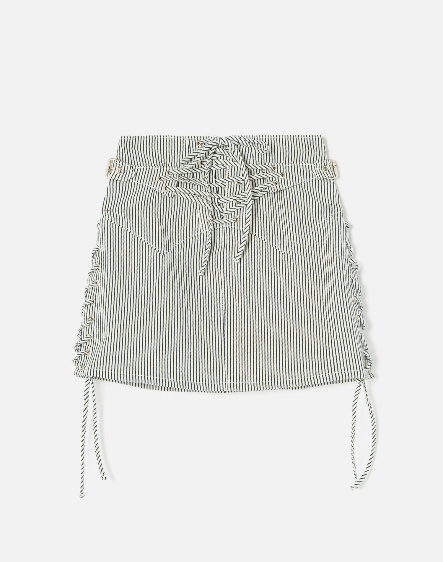 70s Lace Up Skirt - Railroad Stripe sold by Re/Done