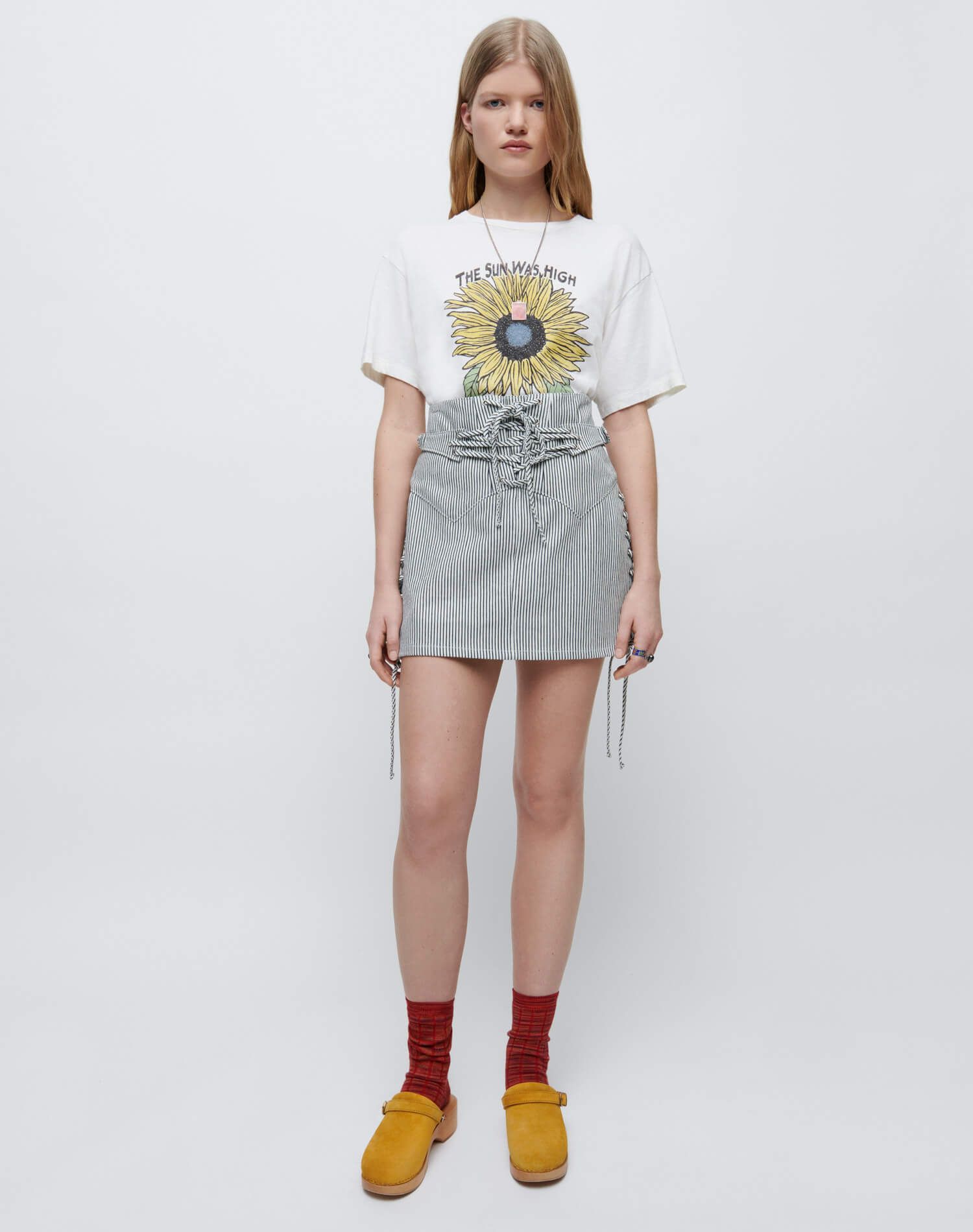 70s Lace Up Skirt - Railroad Stripe sold by Re/Done product image thumbnail 4