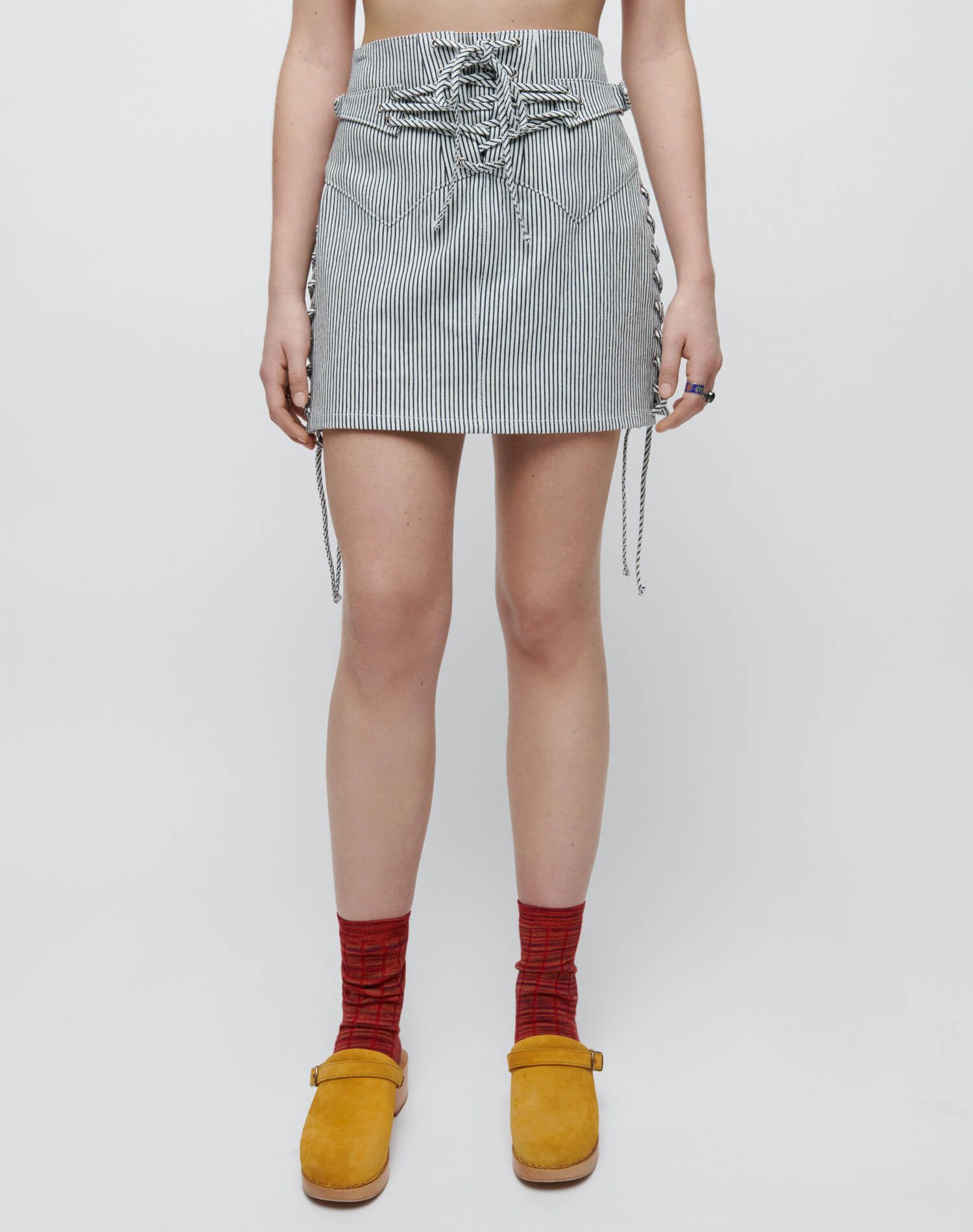 70s Lace Up Skirt - Railroad Stripe sold by Re/Done product image thumbnail 3