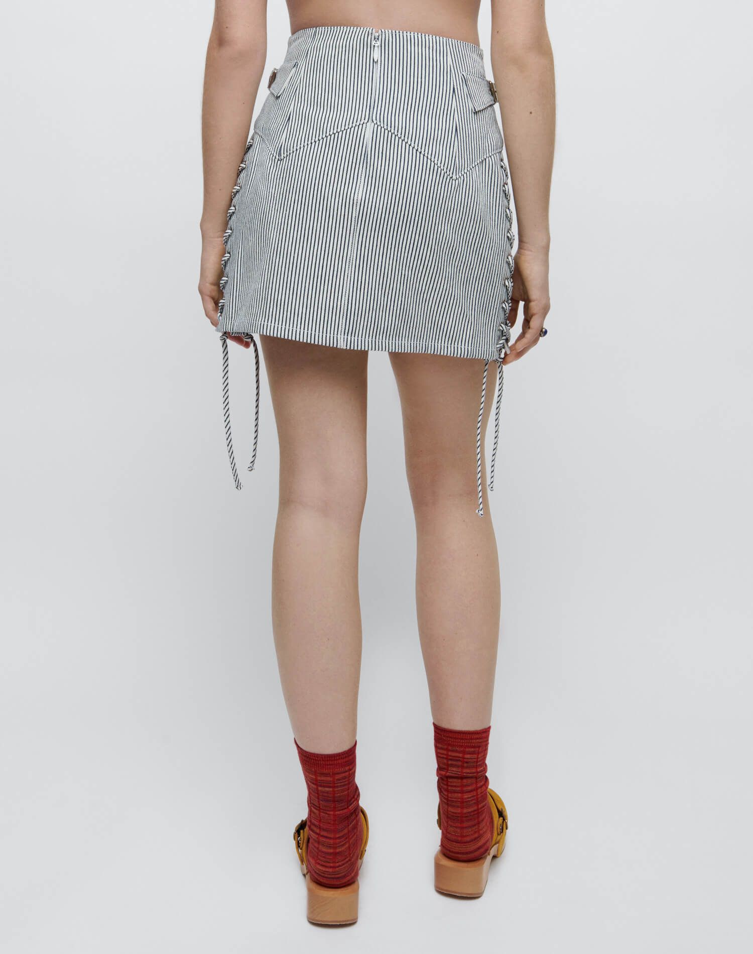 70s Lace Up Skirt - Railroad Stripe sold by Re/Done product image thumbnail 6