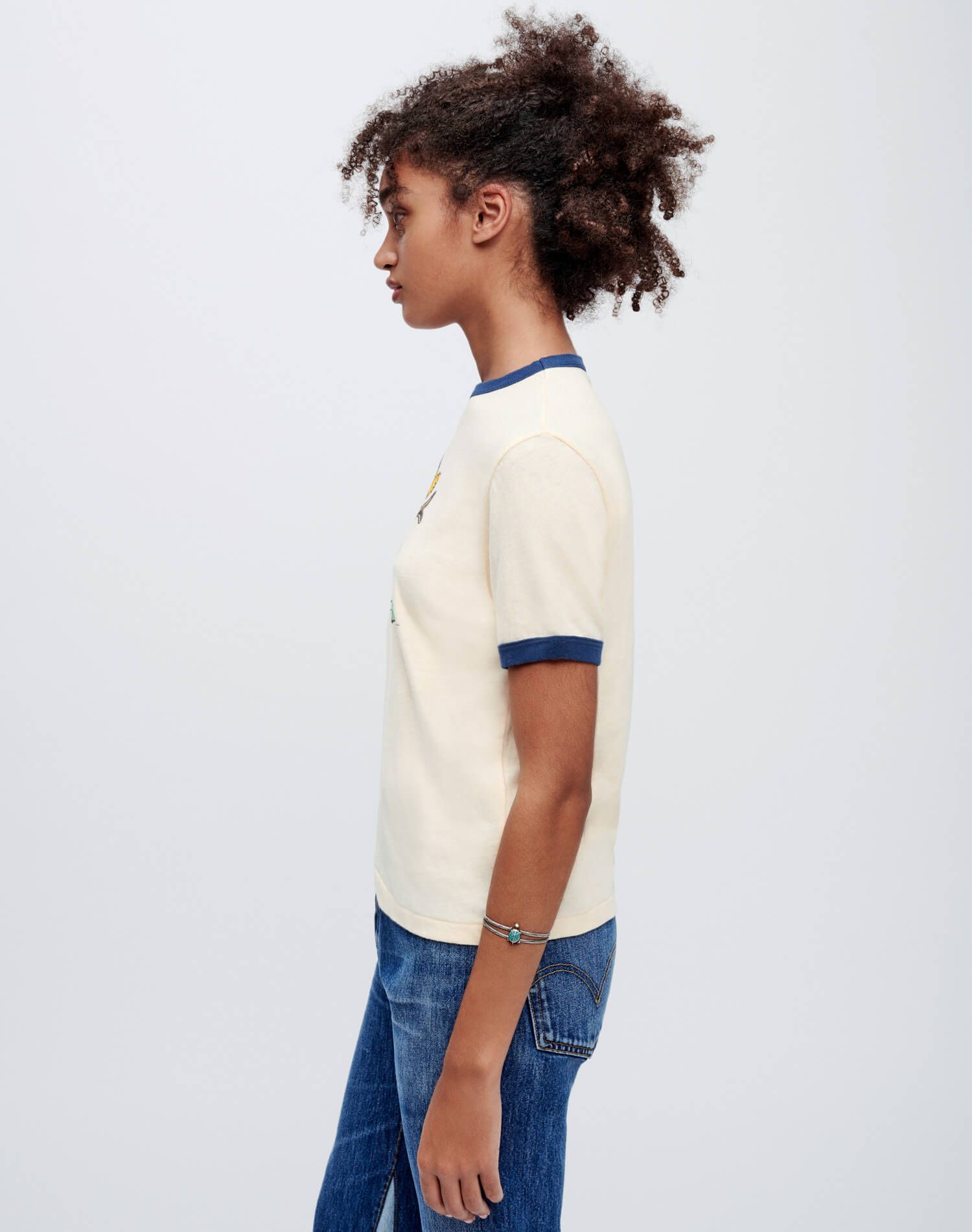 Ringer "Skiing Snoopy" Tee - Vintage Ivory with Midnight sold by Re/Done product image thumbnail 4