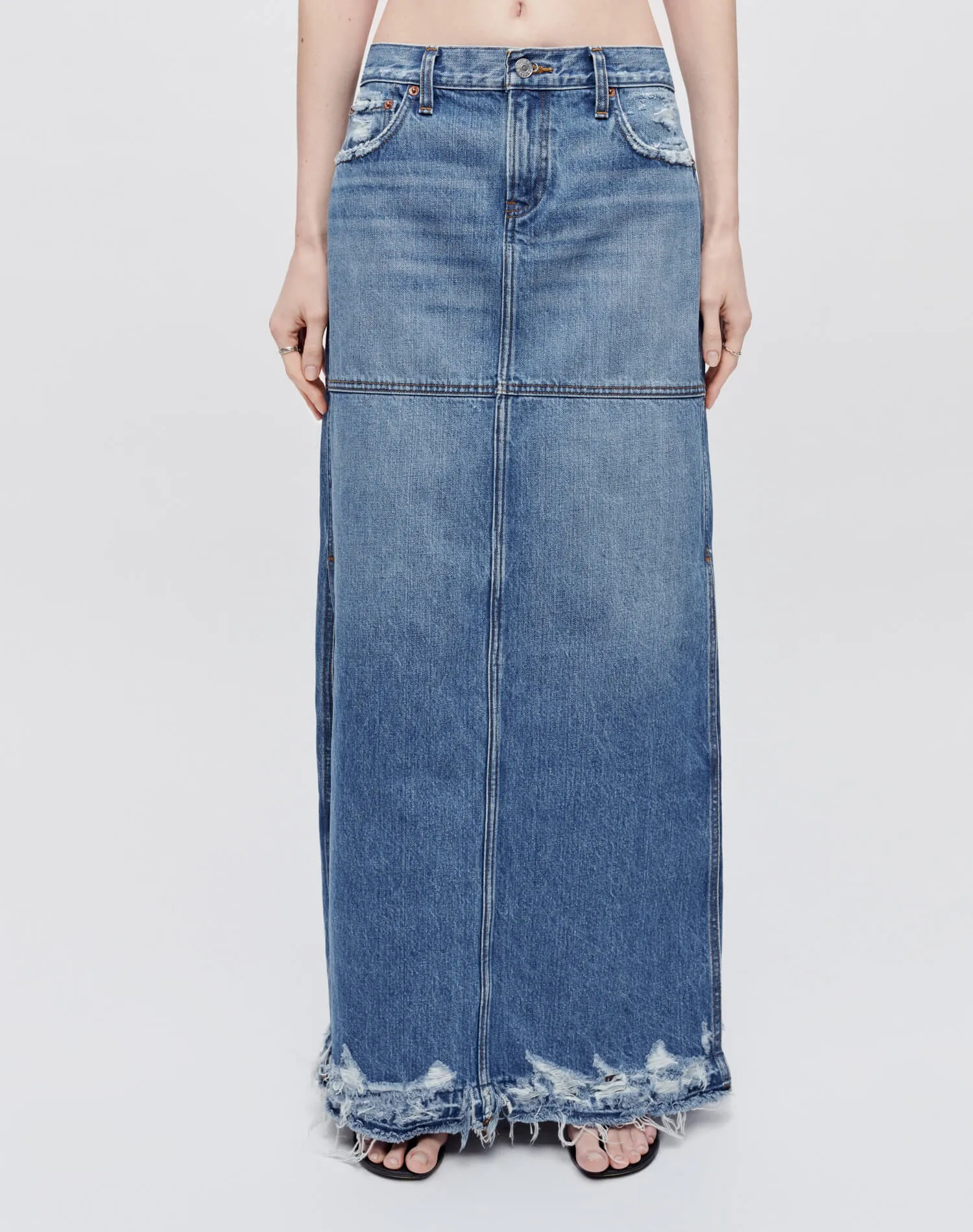 Mid Rise Split Skirt - Minerva Destroy sold by Re/Done