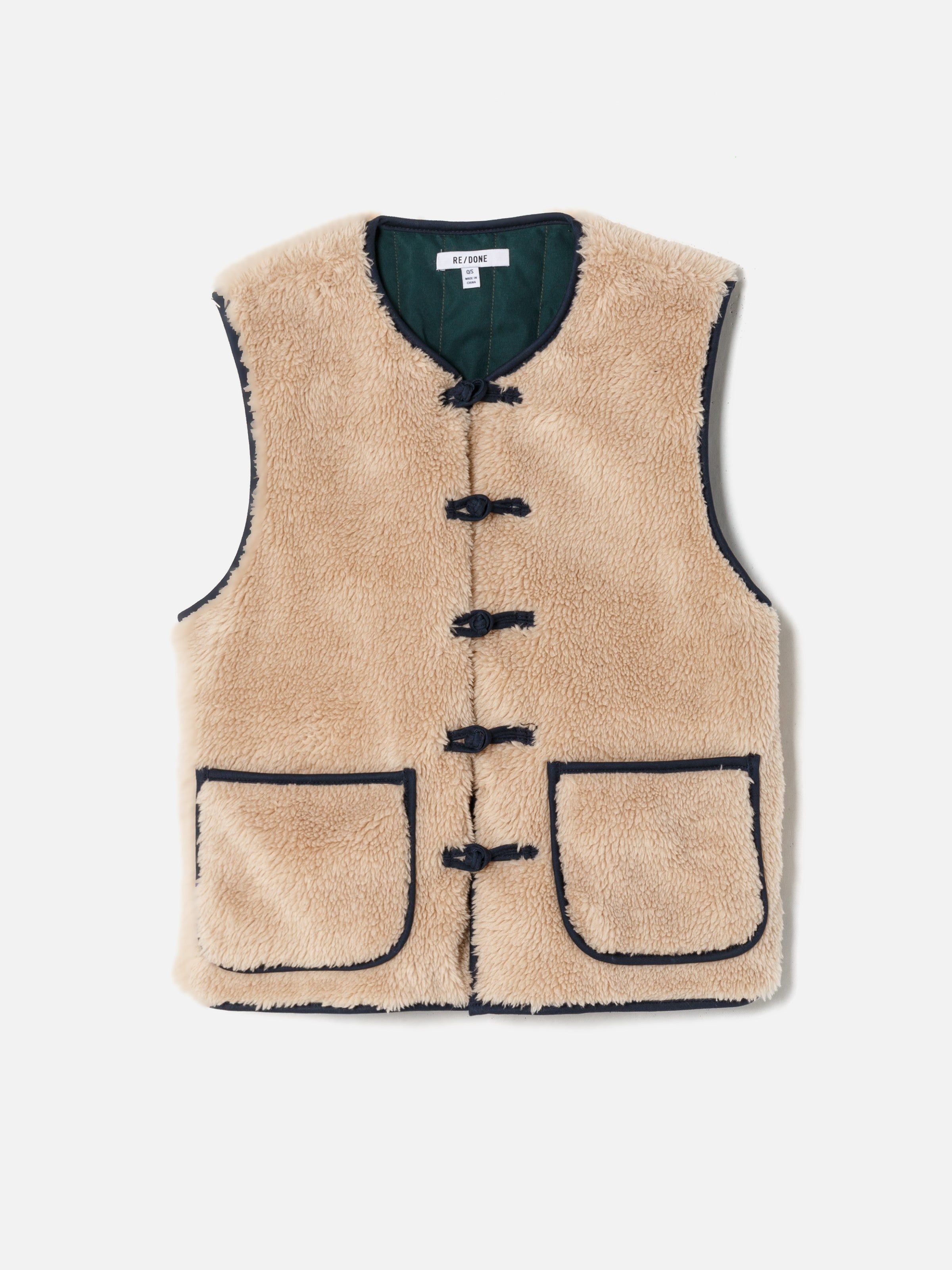 Knot Front Sherpa Vest - Natural sold by Re/Done