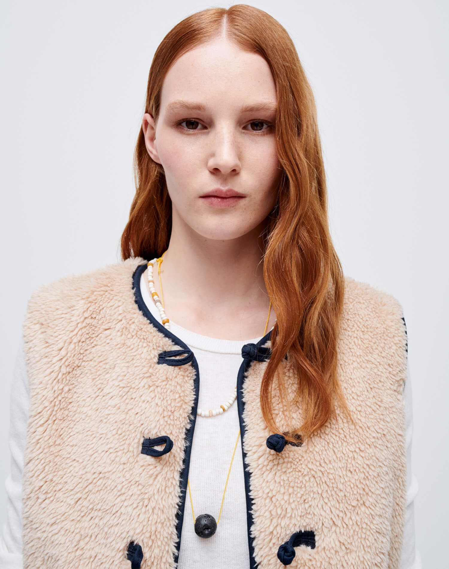 Knot Front Sherpa Vest - Natural sold by Re/Done product image thumbnail 5