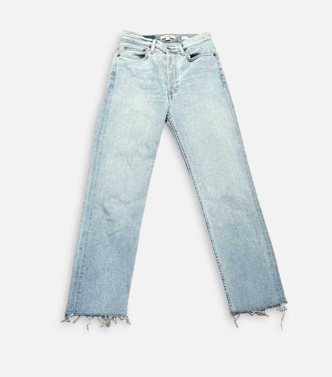 70's Stovepipe High Rise - Sunbleached Indigo sold by Re/Done