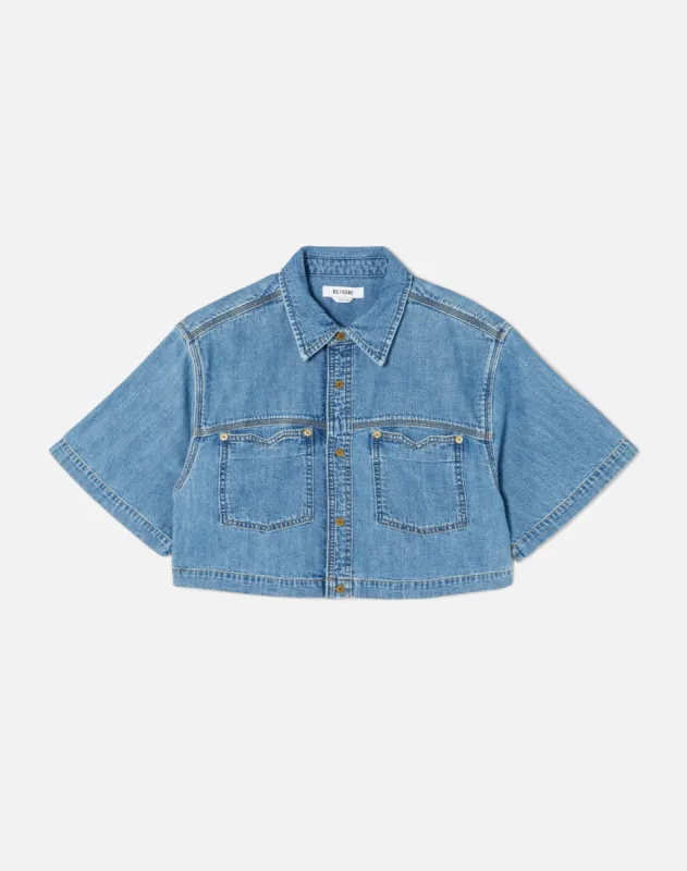 Oversized Crop Shirt - Stoned Ciel sold by Re/Done