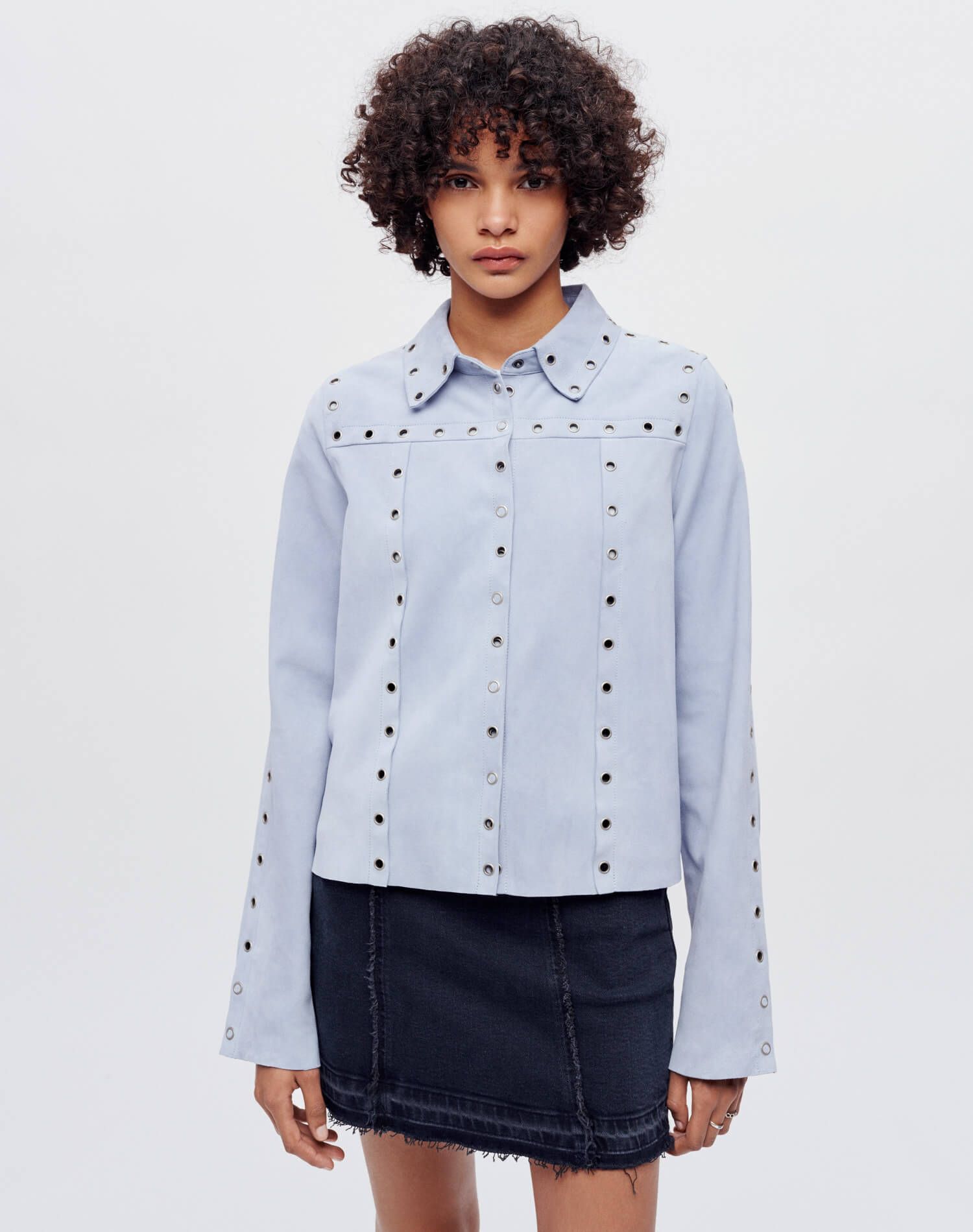 Suede Grommet Shirt - Baby Blue sold by Re/Done product image thumbnail 2