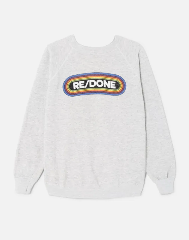 Upcycled "RE/DONE Rainbow" Sweatshirt - Heather Grey sold by Re/Done