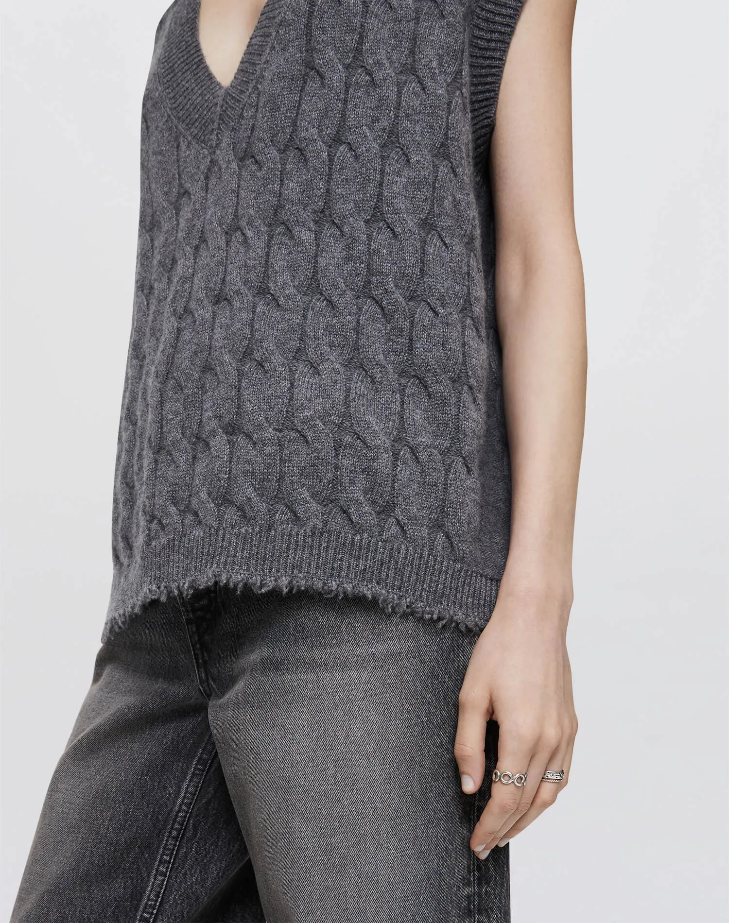 Cashmere Cable Vest - Grey Heather sold by Re/Done product image thumbnail 5