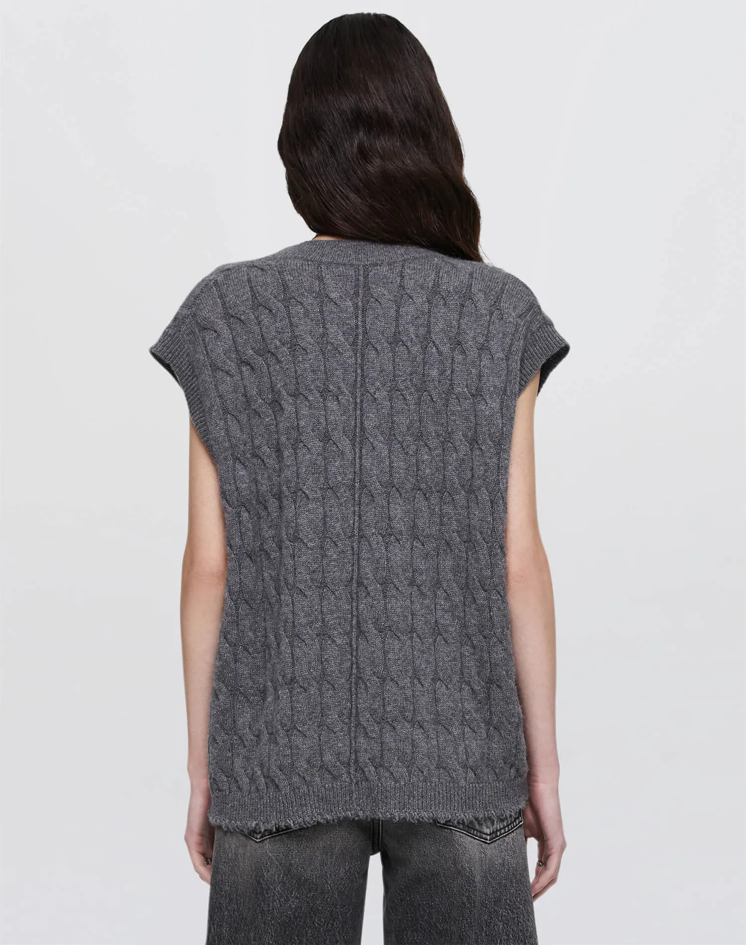 Cashmere Cable Vest - Grey Heather sold by Re/Done product image thumbnail 4