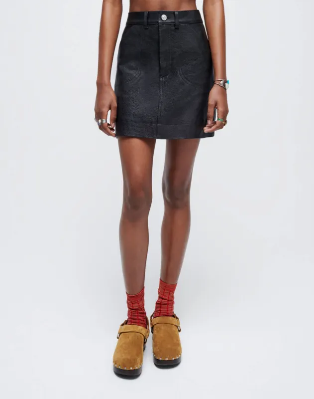 70s Pocket Mini skirt - Black Leather sold by Re/Done