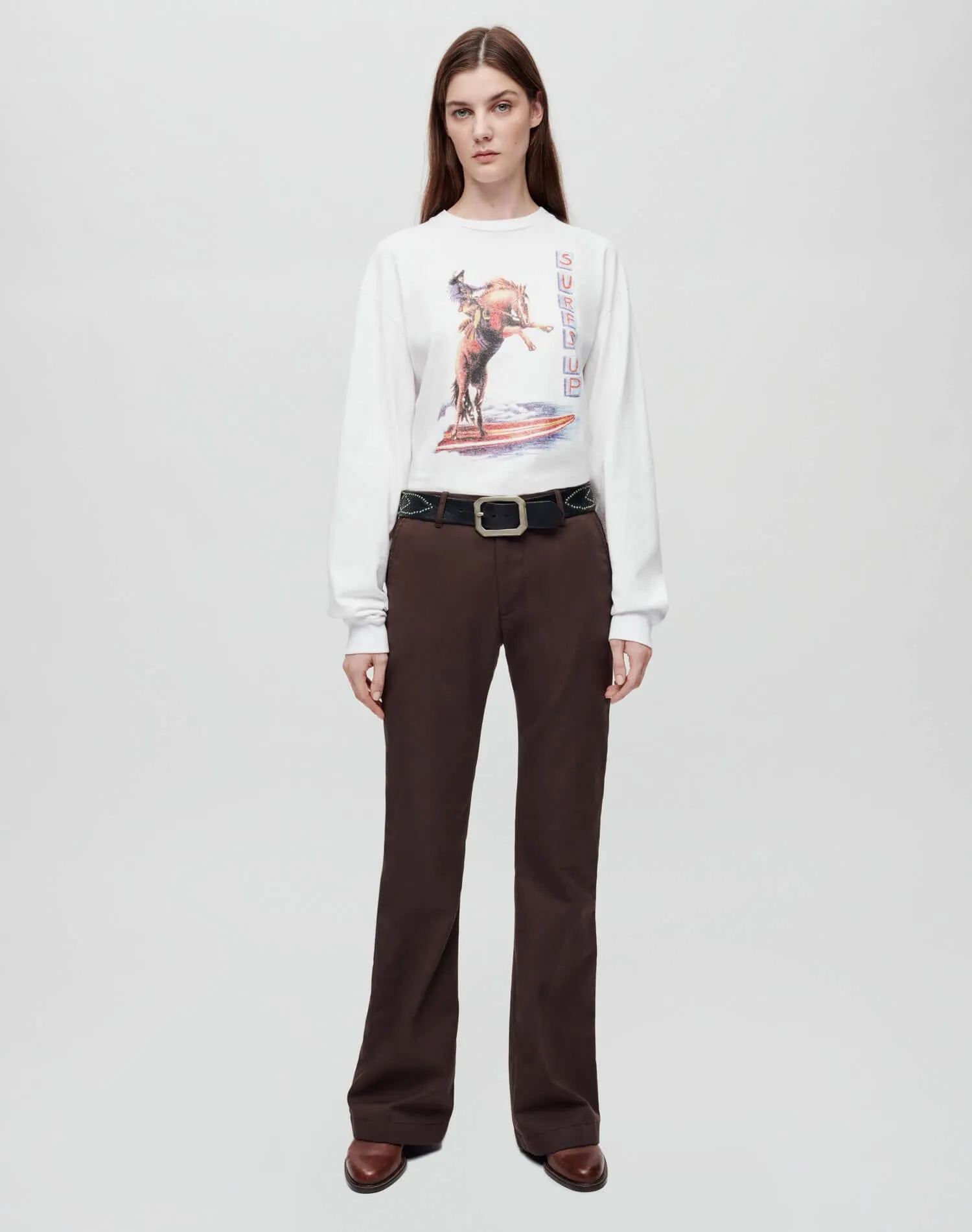 Mid Rise Flared Trouser - Chocolate sold by Re/Done product image thumbnail 2