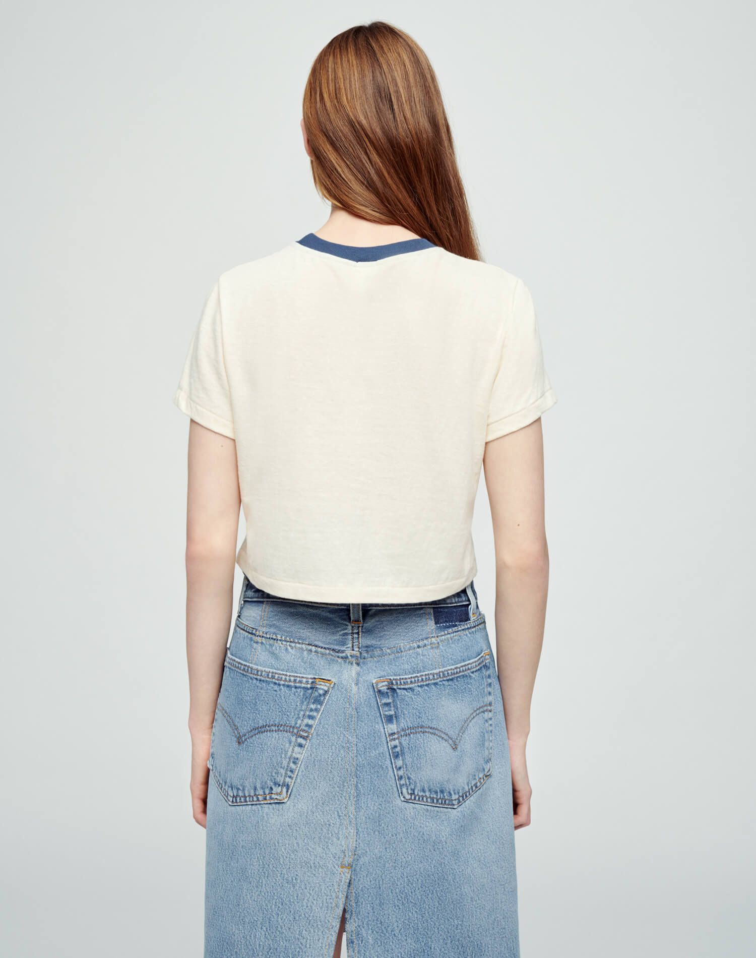 Micro "Popeye" Tee - Vintage Ivory with Midnight sold by Re/Done product image thumbnail 5