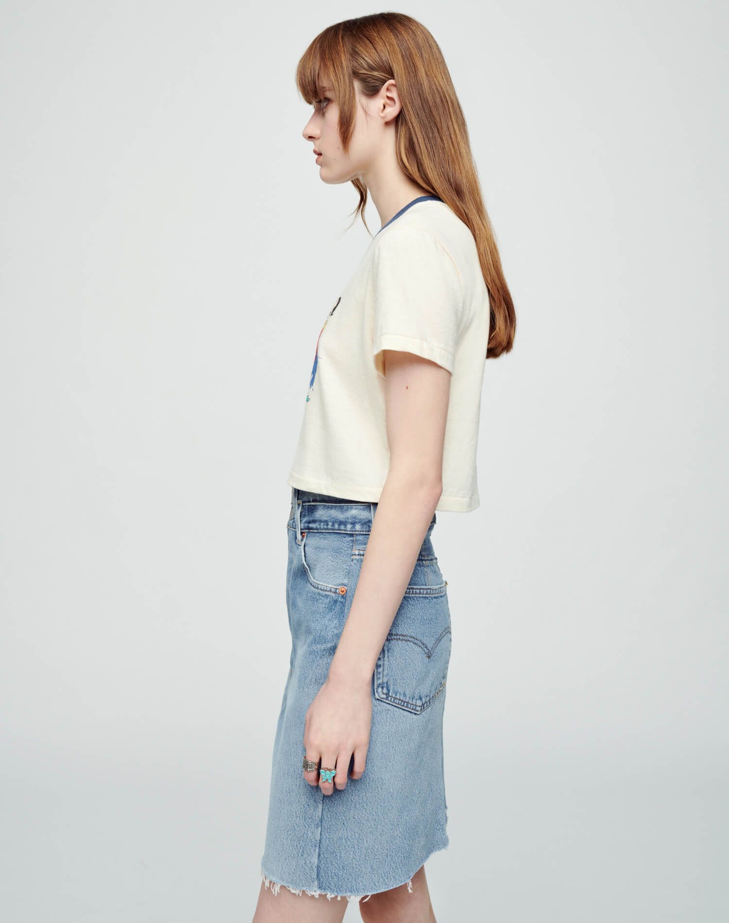 Micro "Popeye" Tee - Vintage Ivory with Midnight sold by Re/Done product image thumbnail 4