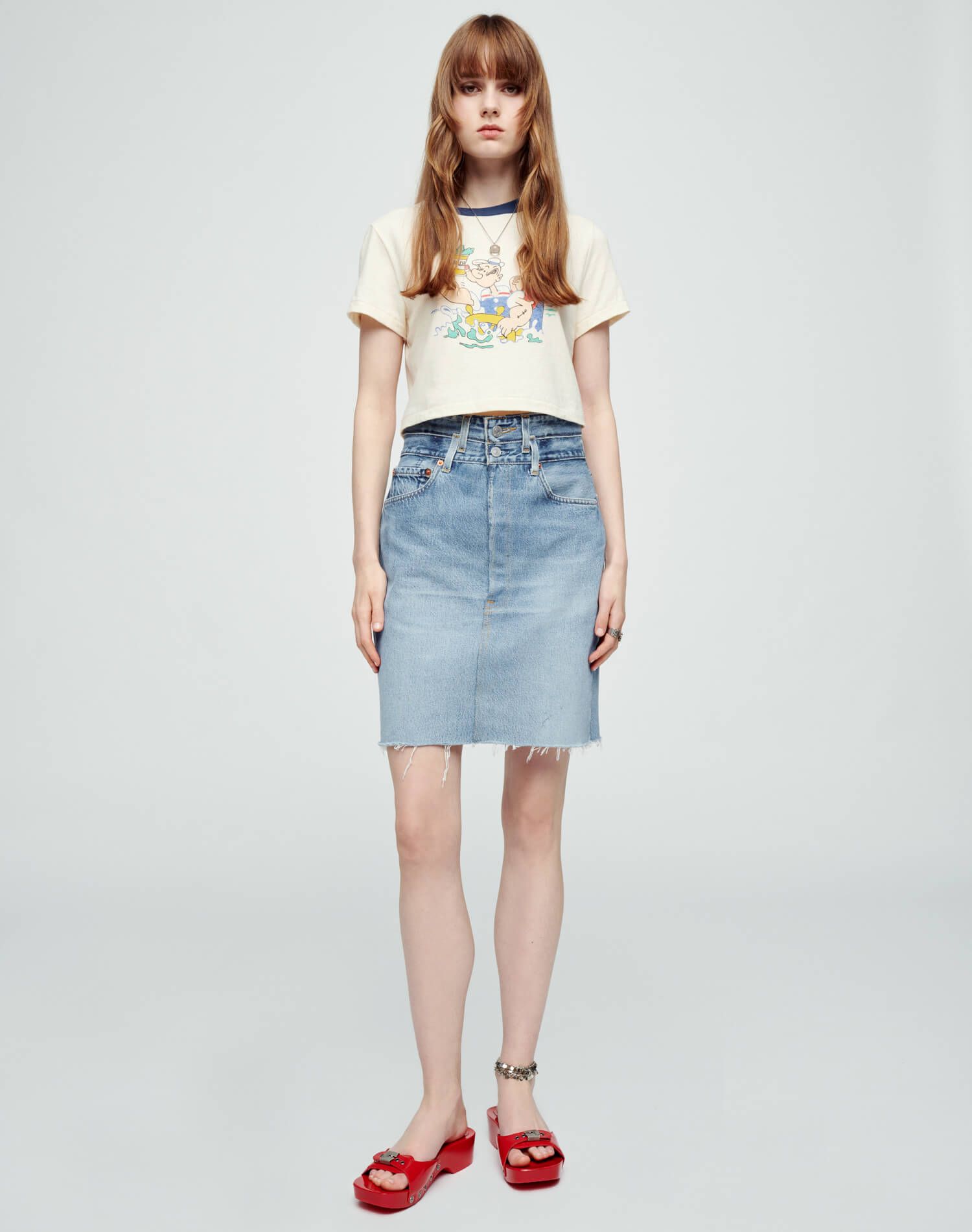 Micro "Popeye" Tee - Vintage Ivory with Midnight sold by Re/Done product image thumbnail 2