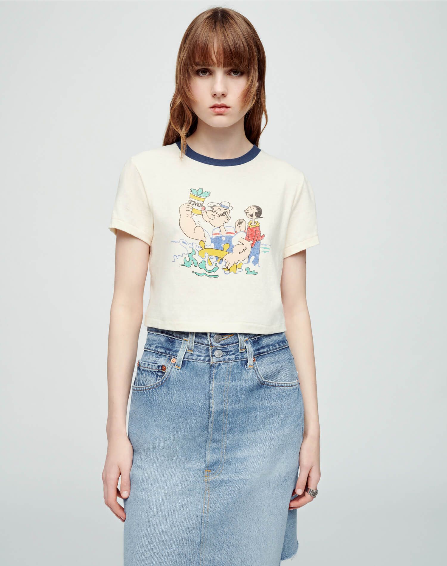Micro "Popeye" Tee - Vintage Ivory with Midnight sold by Re/Done