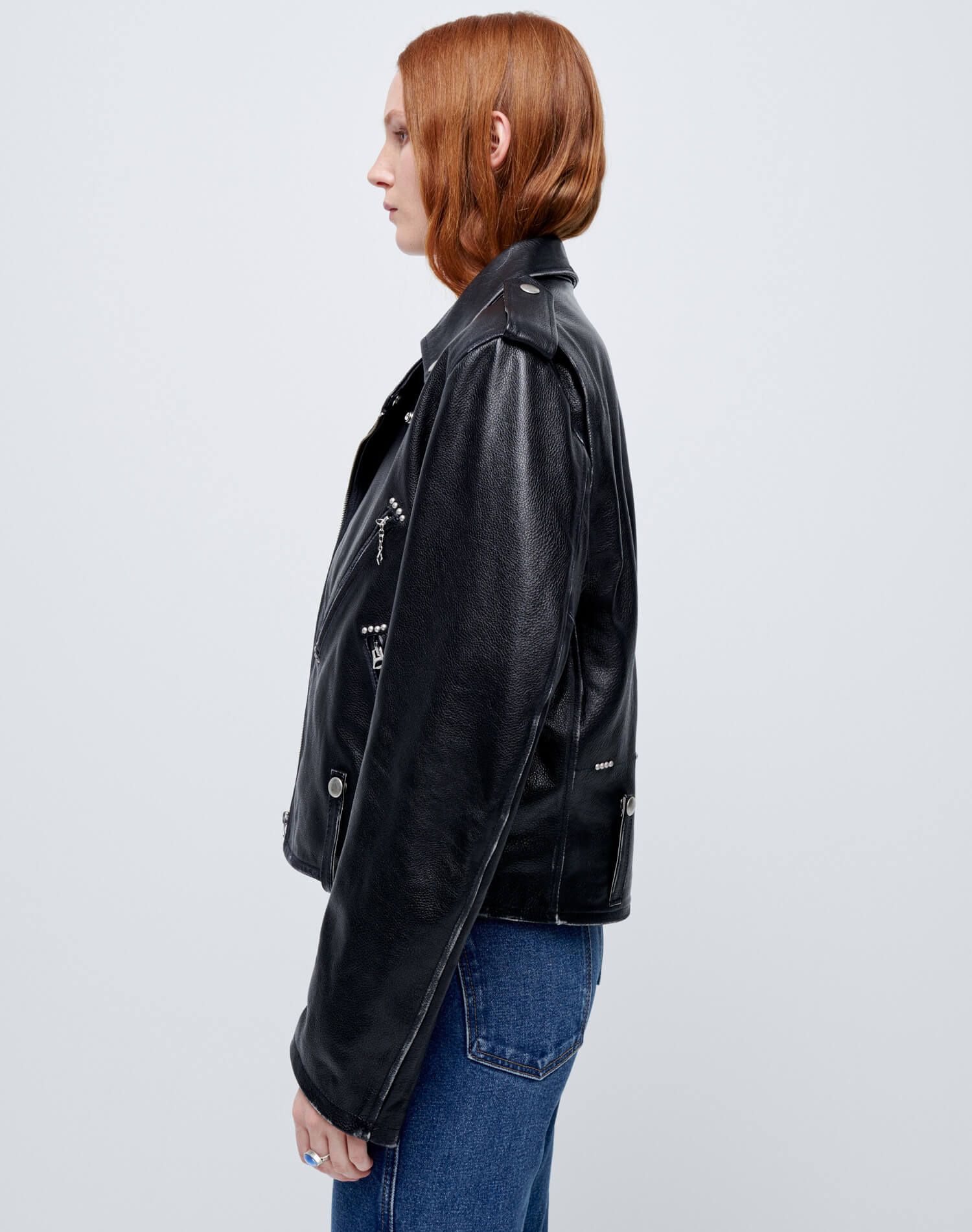 Classic Moto Jacket - Black Leather sold by Re/Done product image thumbnail 4