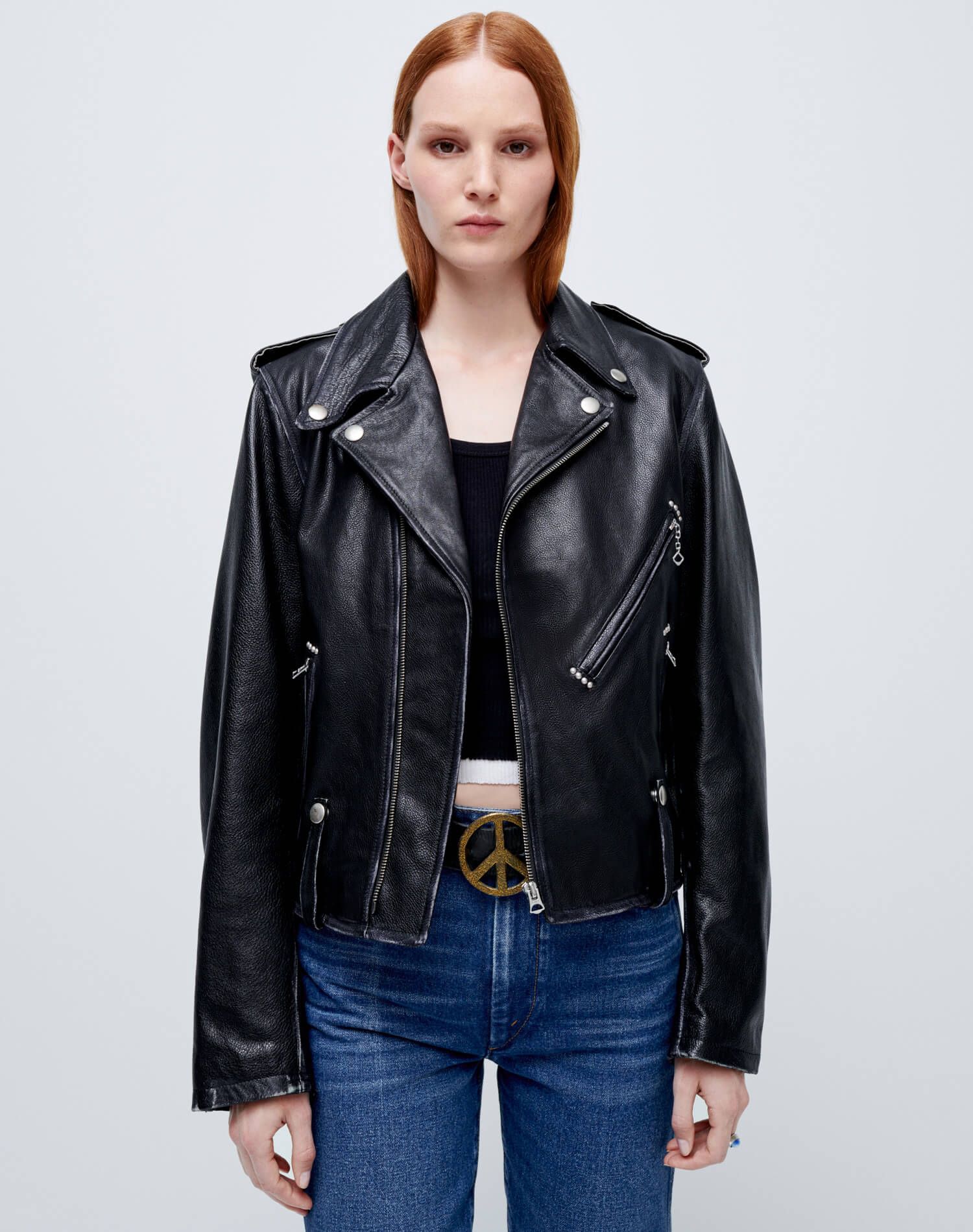 Classic Moto Jacket - Black Leather sold by Re/Done