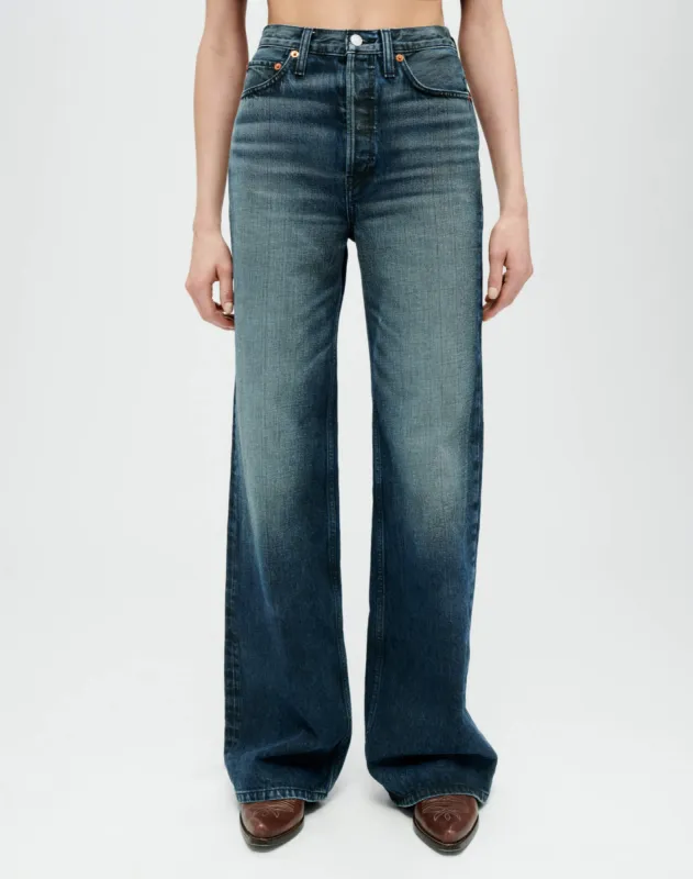 70s Ultra High Rise Wide Leg - Midnight sold by Re/Done