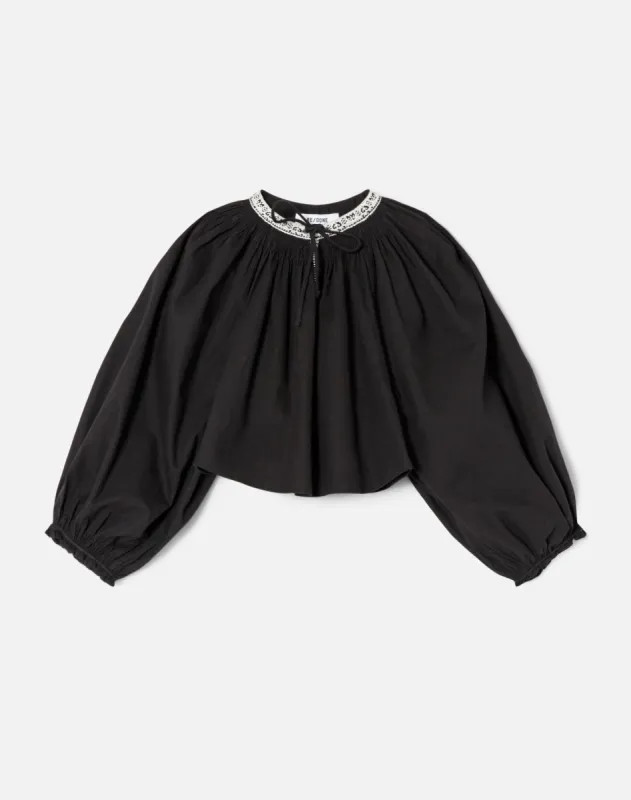 Victorian Cut Off Blouse - Black sold by Re/Done