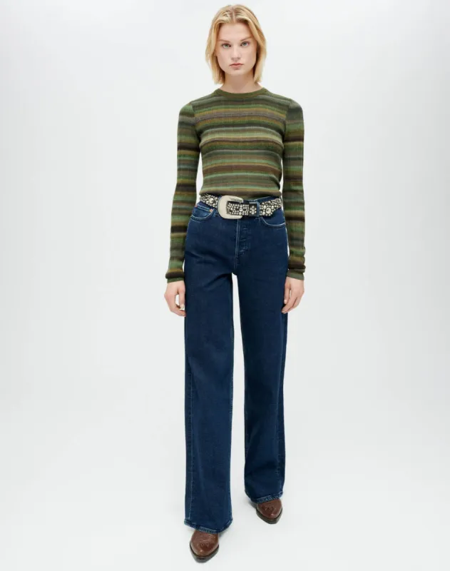 Comfort Stretch 70s Ultra High Rise Wide Leg - Dark Rinse Tonal sold by Re/Done