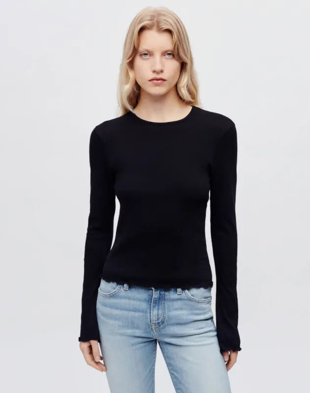 Hanes Crinkle Bell Long Sleeve - Black made by Hanes