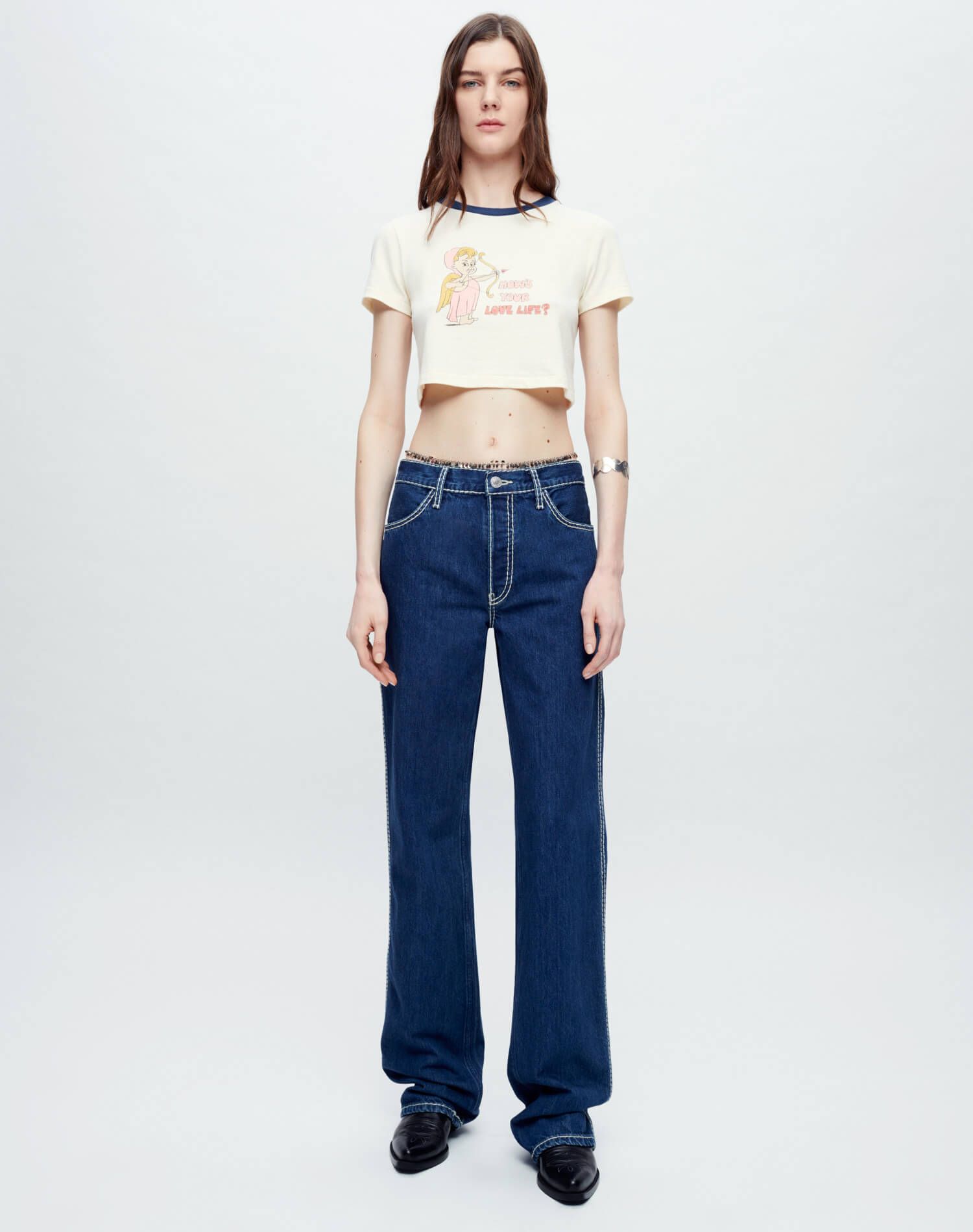 Micro Tee "Love Life" - Vintage Ivory with Midnight sold by Re/Done