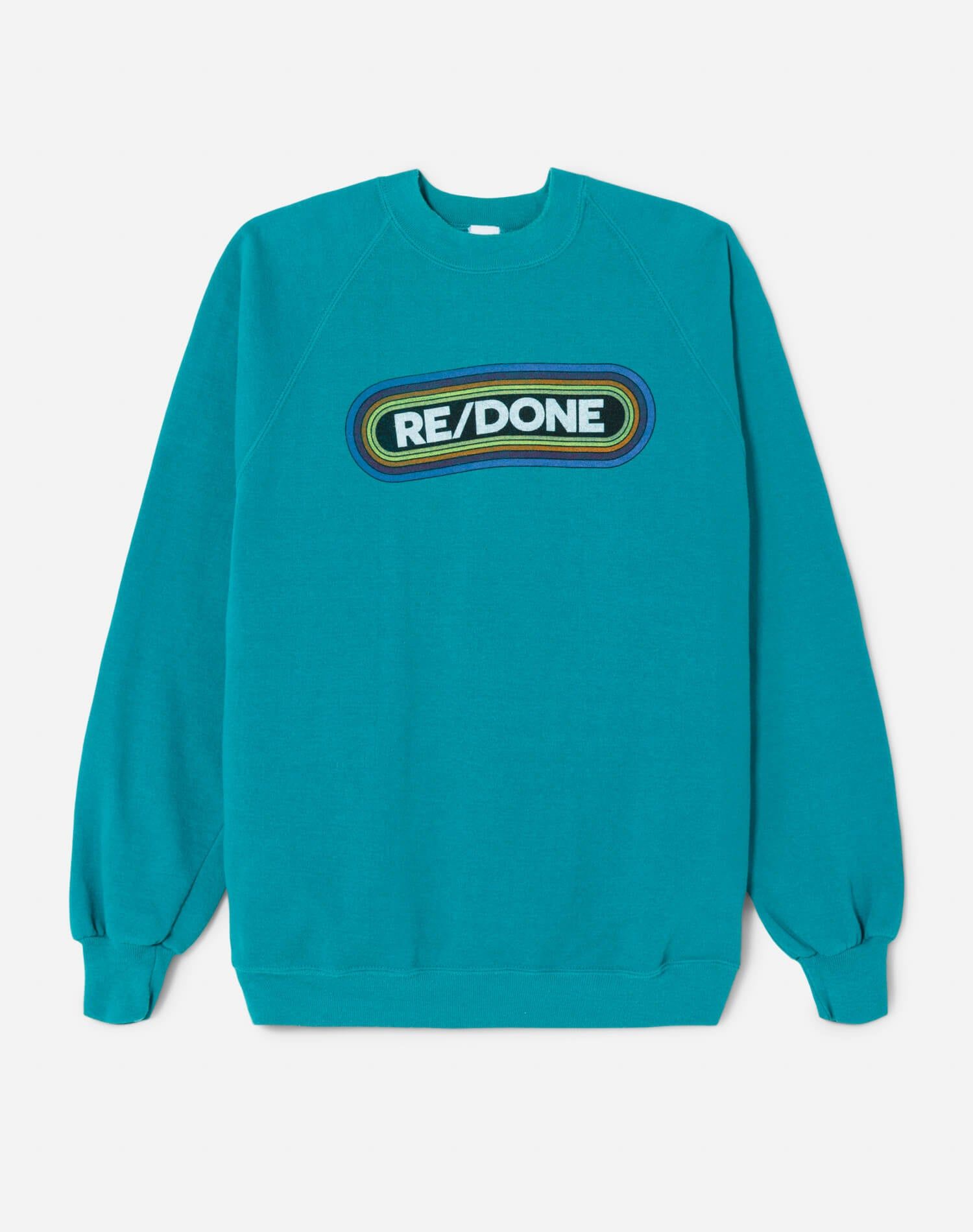 Upcycled "RE/DONE Rainbow" Sweatshirt - Green sold by Re/Done