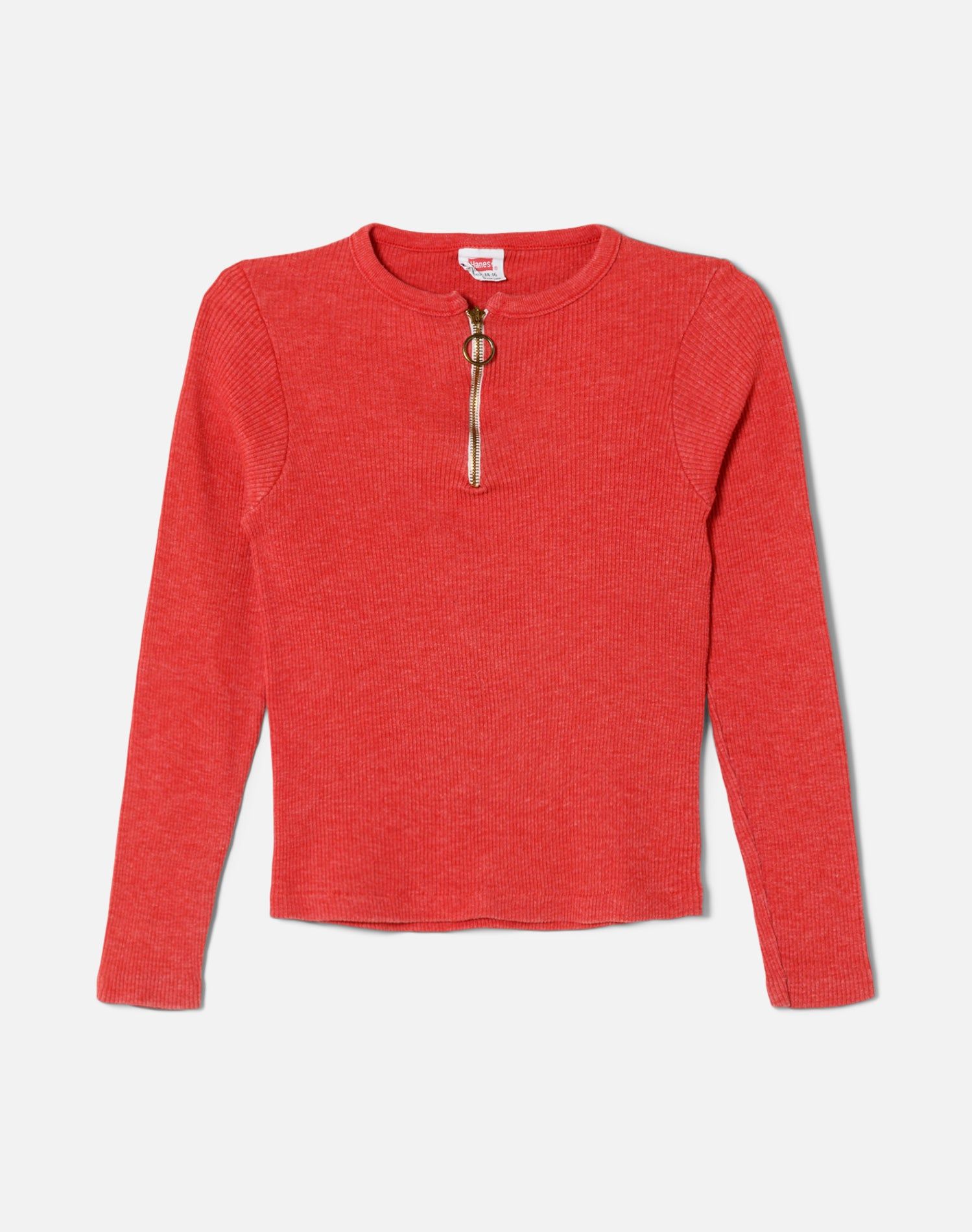 70s Hanes Zip Front Ribbed Long Sleeve Tee -#14 sold by Re/Done