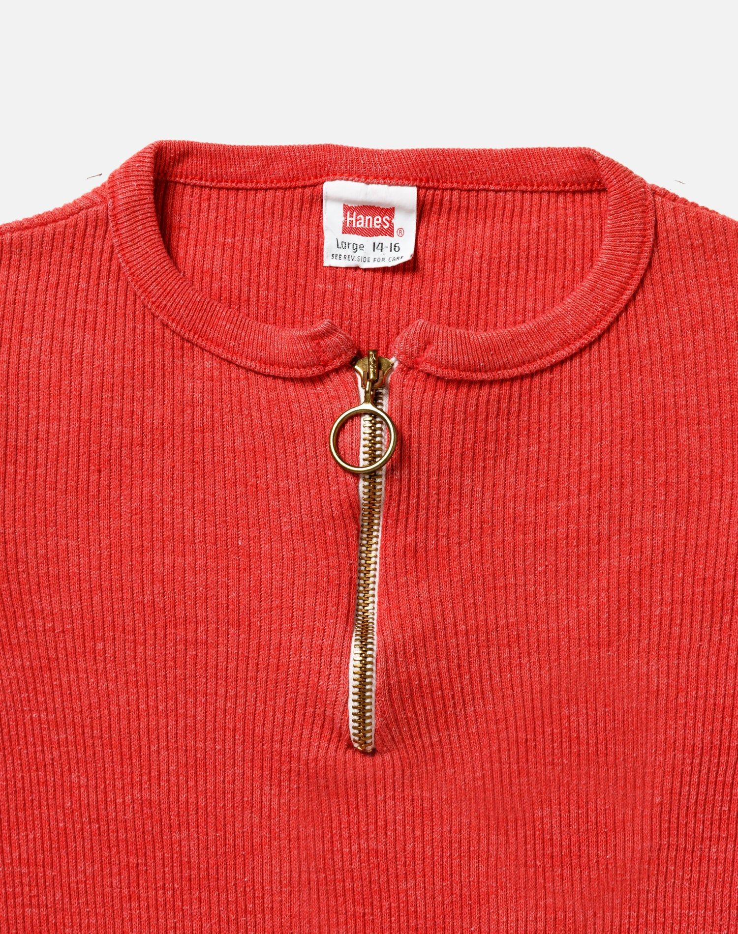 70s Hanes Zip Front Ribbed Long Sleeve Tee -#14 sold by Re/Done product image thumbnail 3