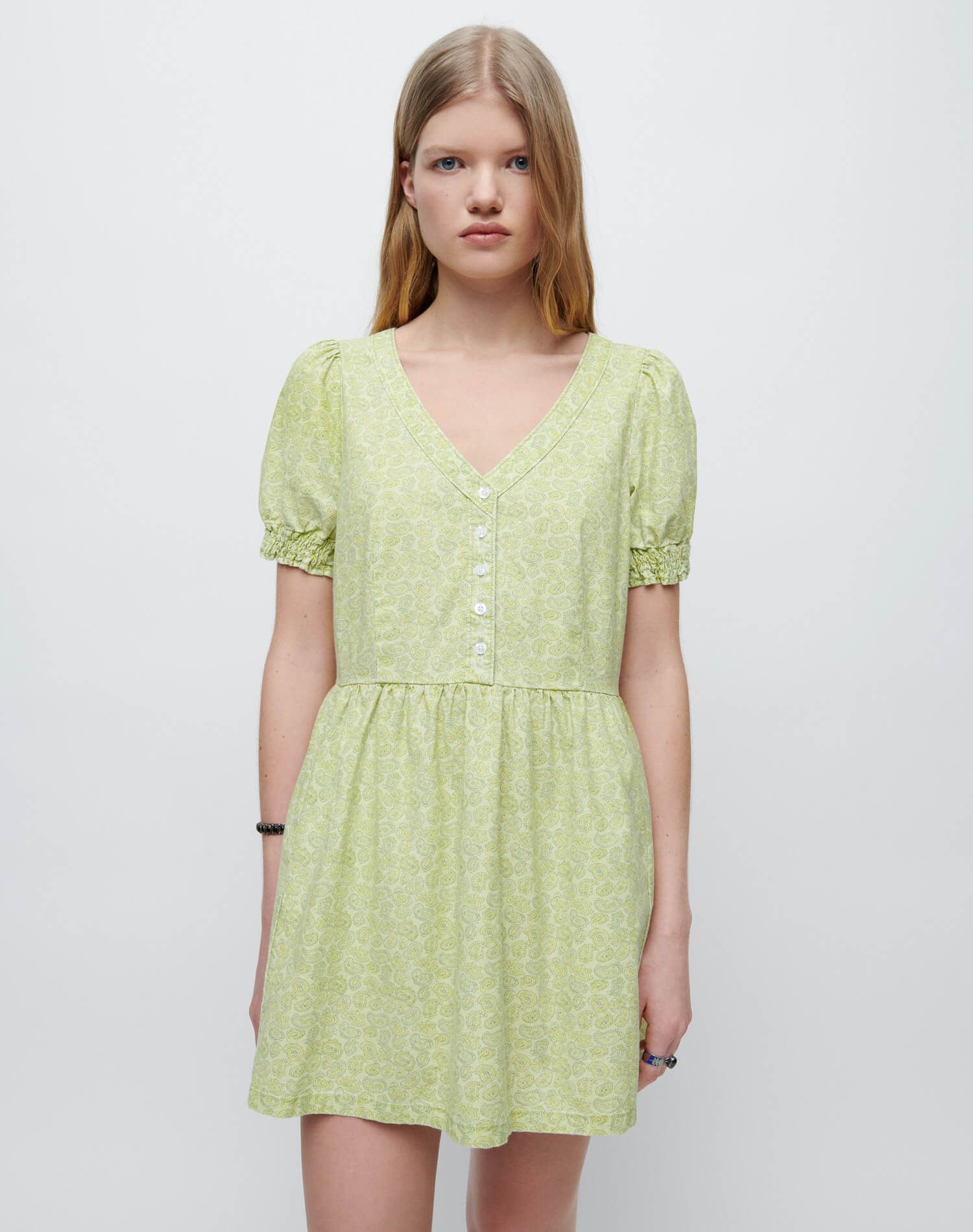 70s V Neck Babydoll Dress - Citrus Paisley sold by Re/Done product image thumbnail 3