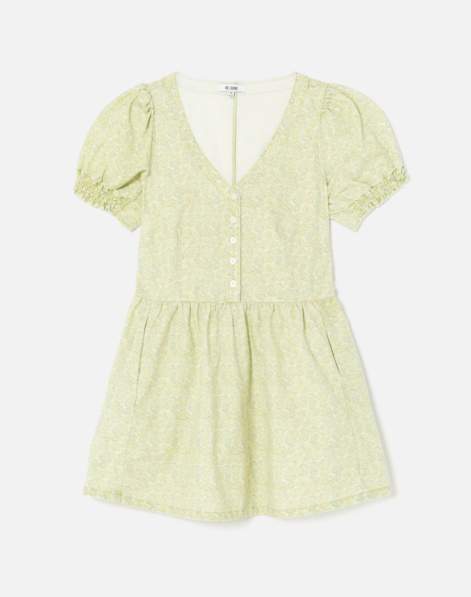 70s V Neck Babydoll Dress - Citrus Paisley sold by Re/Done