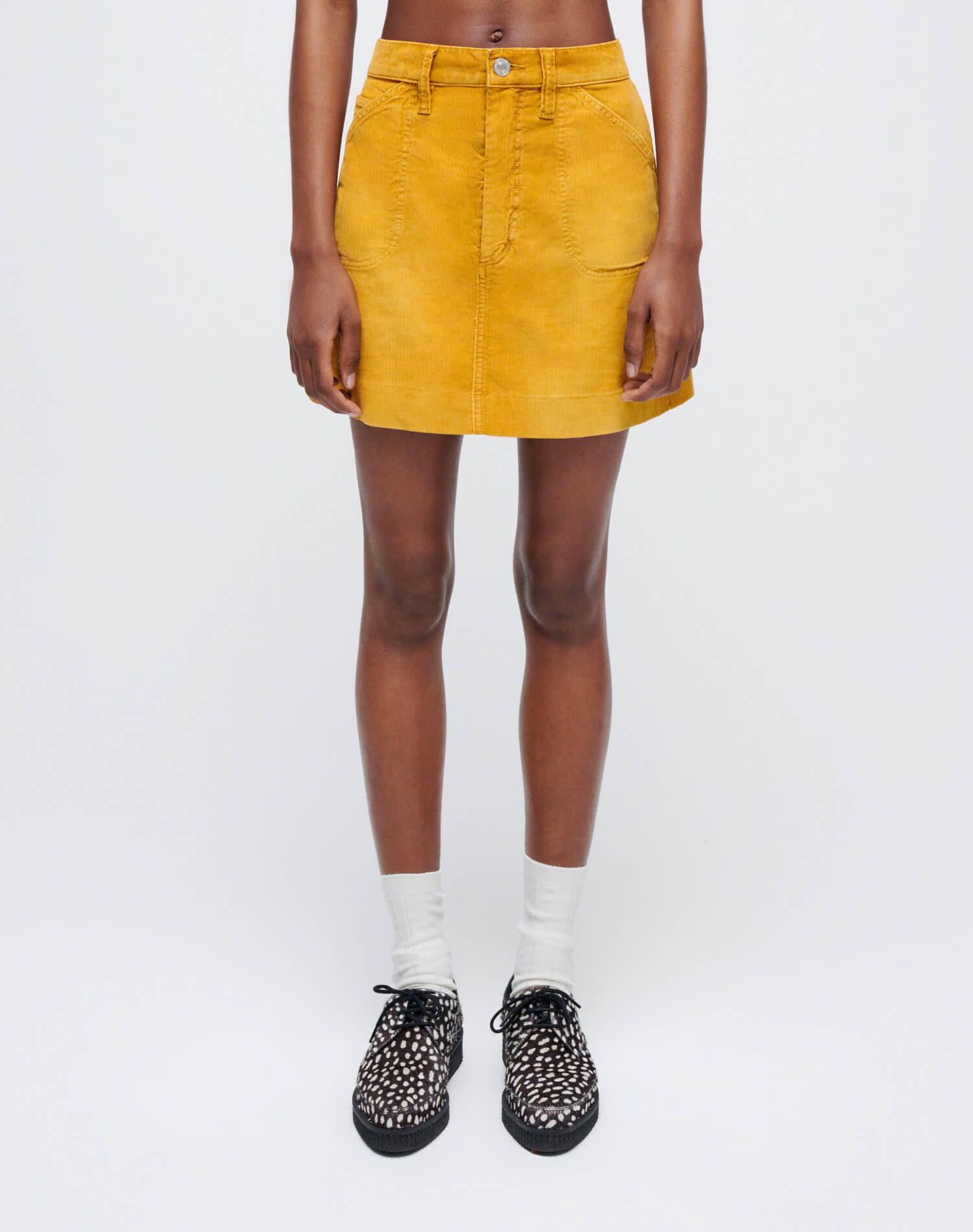 70s Corduroy Pocket Mini Skirt - Worn In Mustard sold by Re/Done