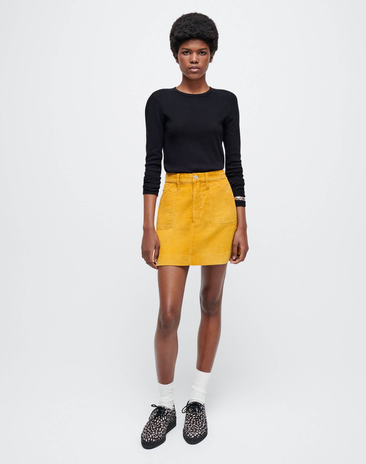 70s Corduroy Pocket Mini Skirt - Worn In Mustard sold by Re/Done product image thumbnail 2