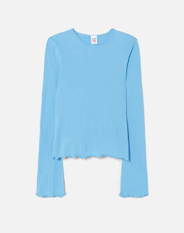 Crinkle Bell Long Sleeve - Carolina Blue made by Re/Done