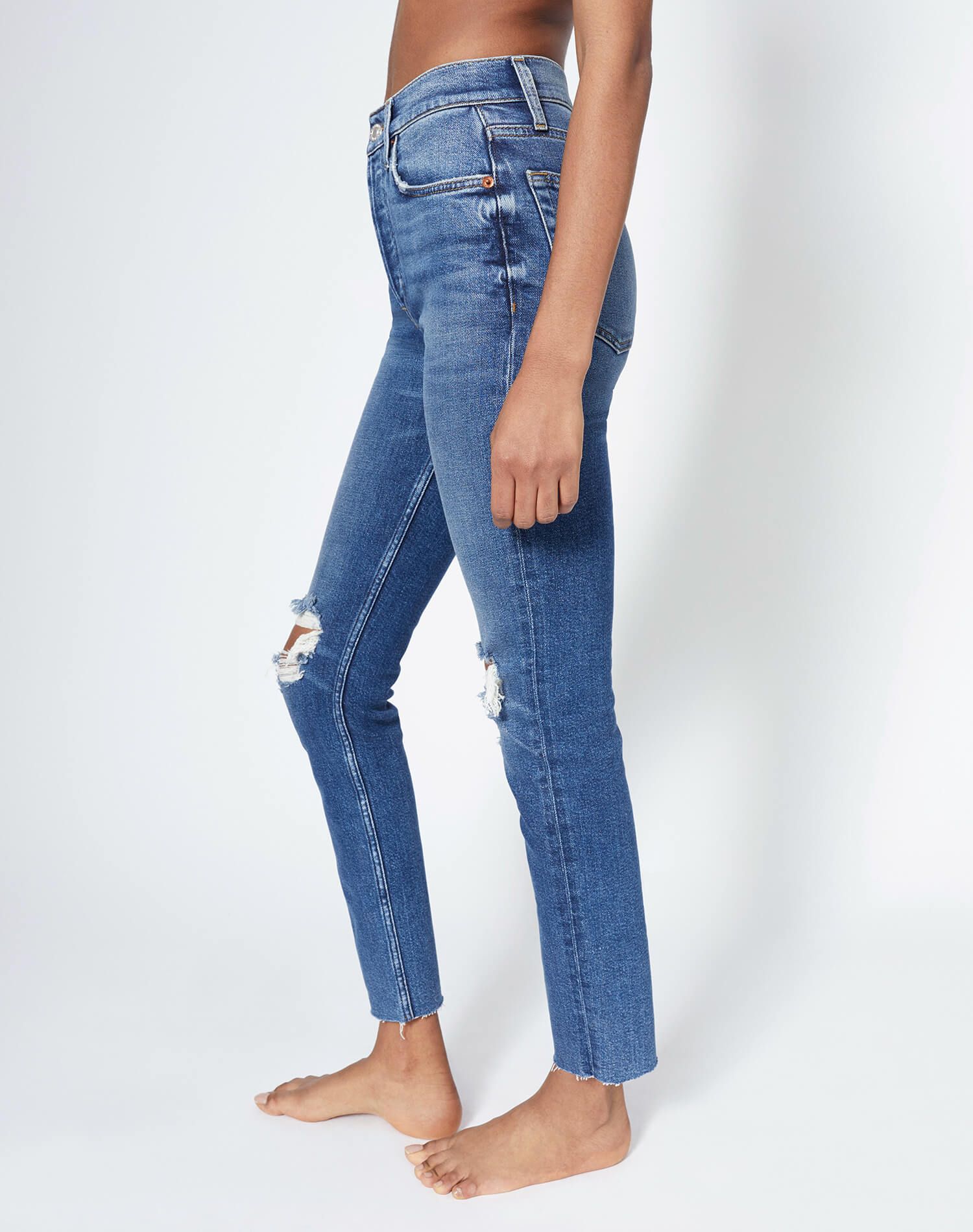 Comfort Stretch High Rise Ankle Crop - Dusk Destroy sold by Re/Done product image thumbnail 5