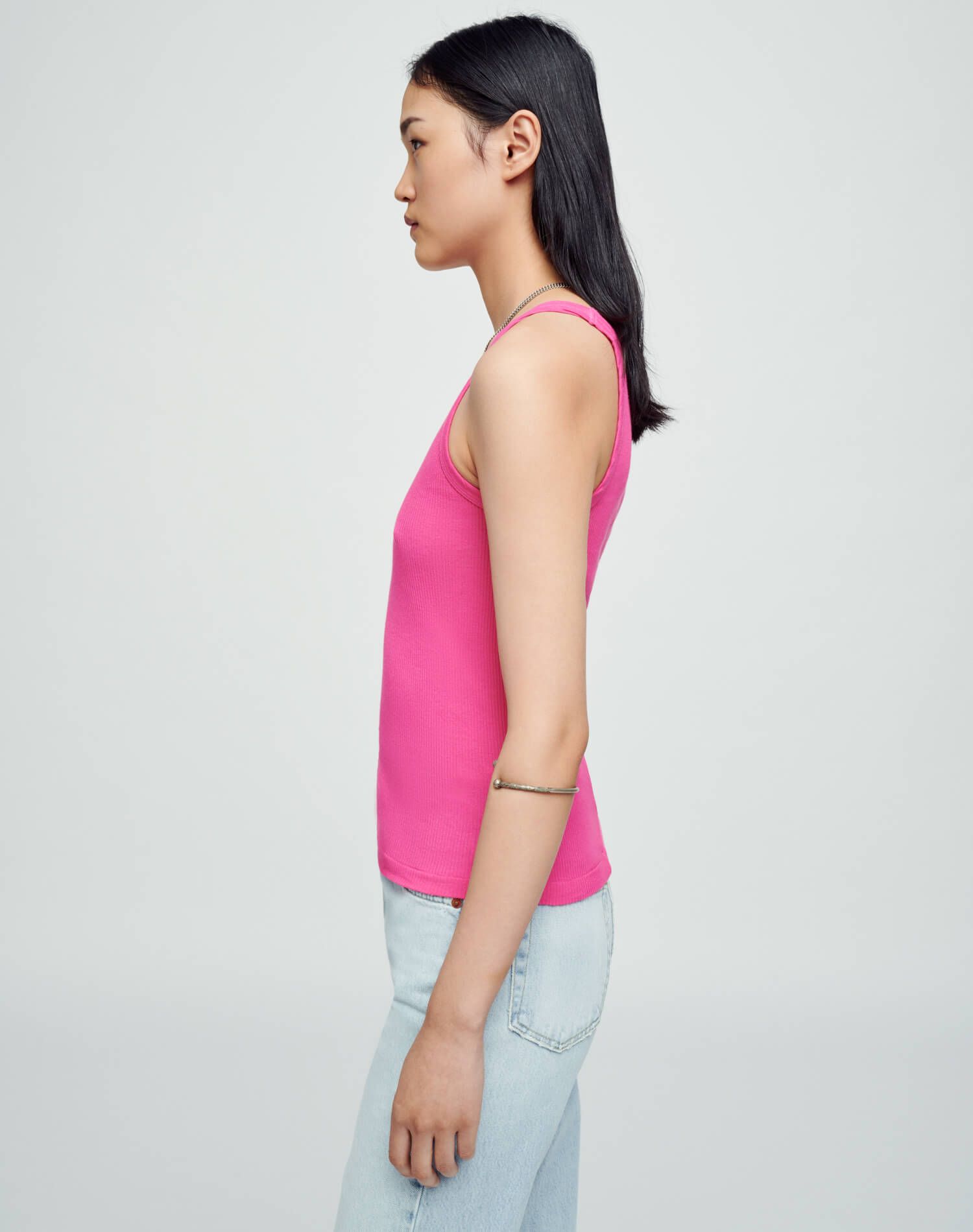 Hanes Ribbed Tank - Fuchsia sold by Re/Done product image thumbnail 6