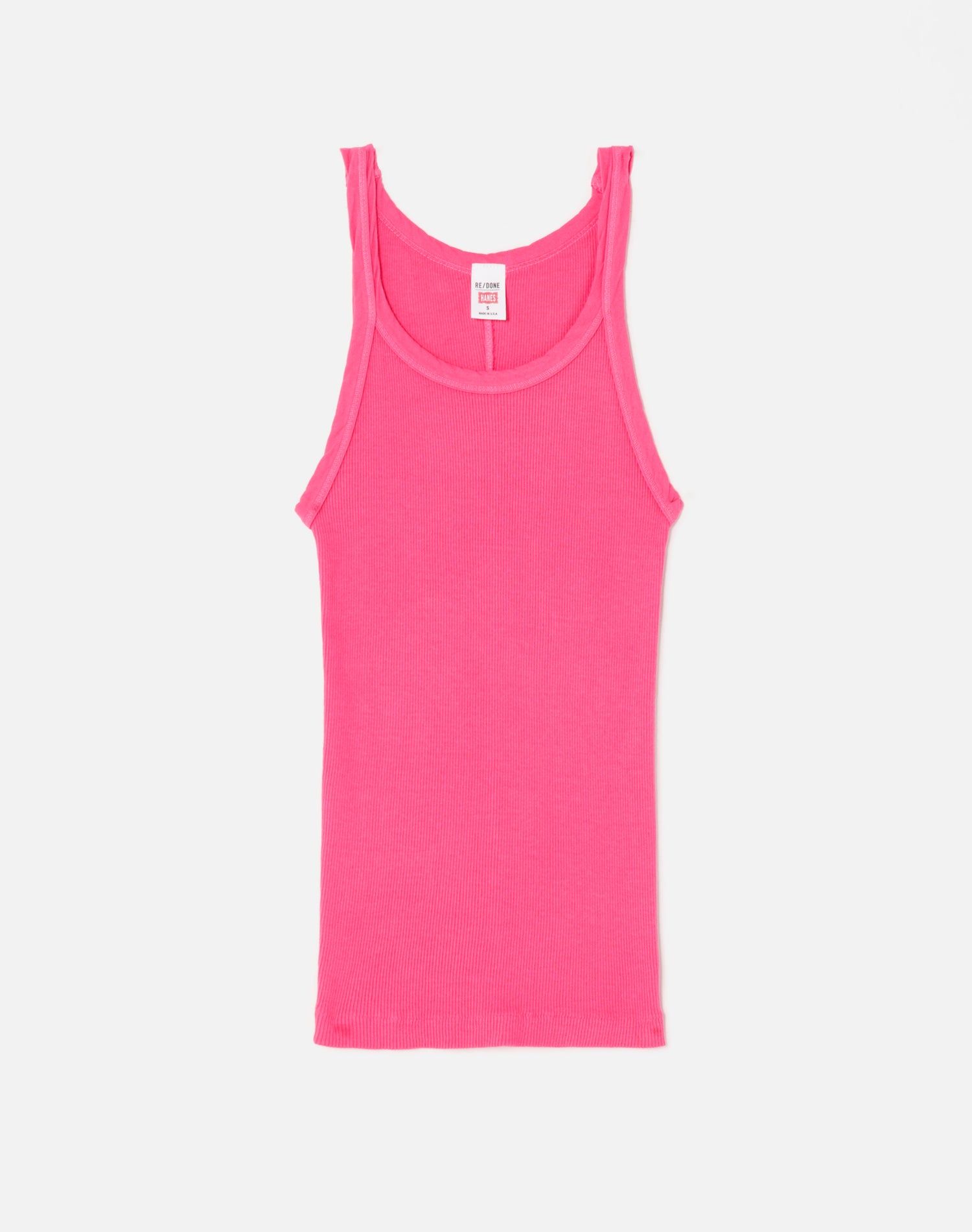 Hanes Ribbed Tank - Fuchsia sold by Re/Done