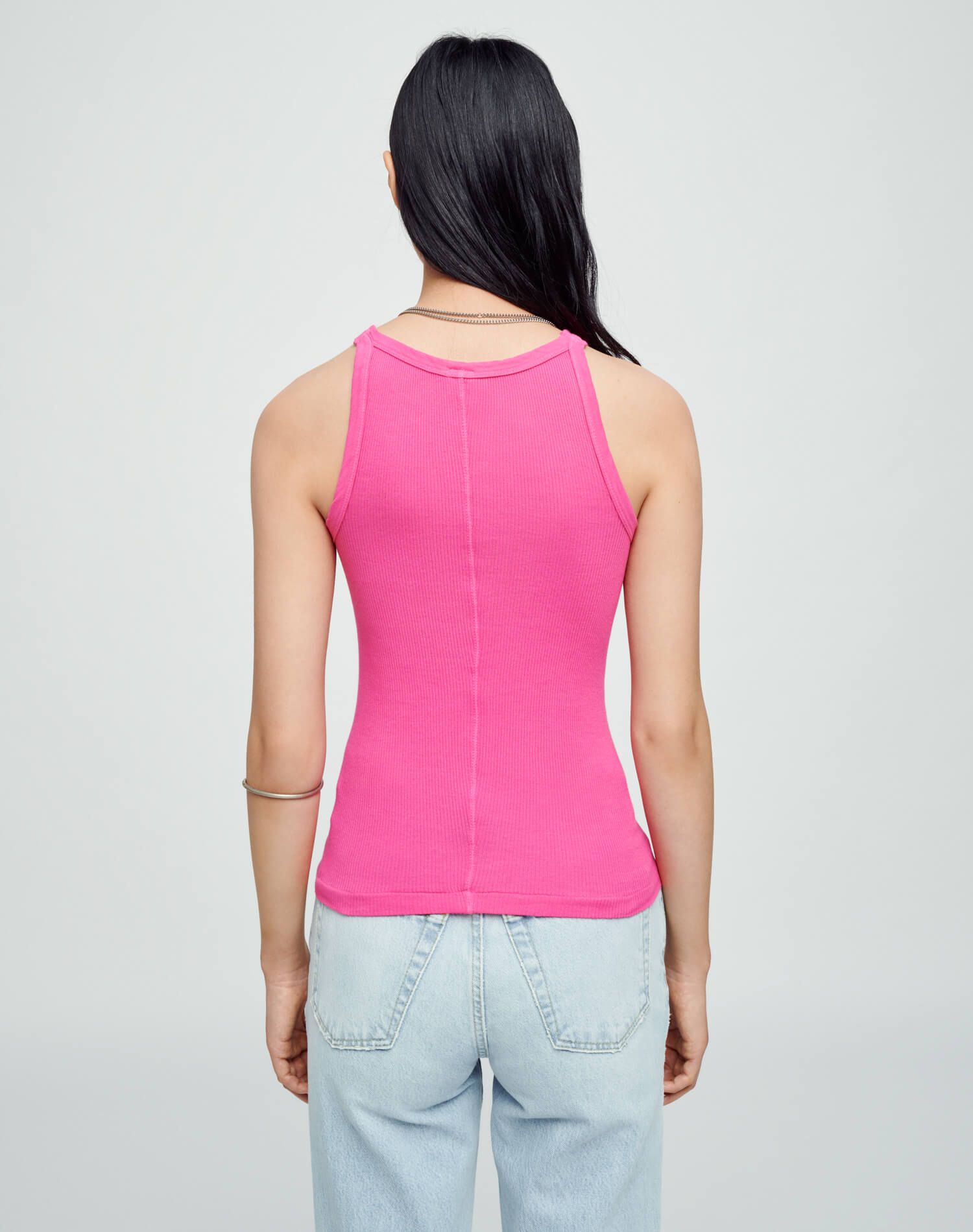 Hanes Ribbed Tank - Fuchsia sold by Re/Done product image thumbnail 7