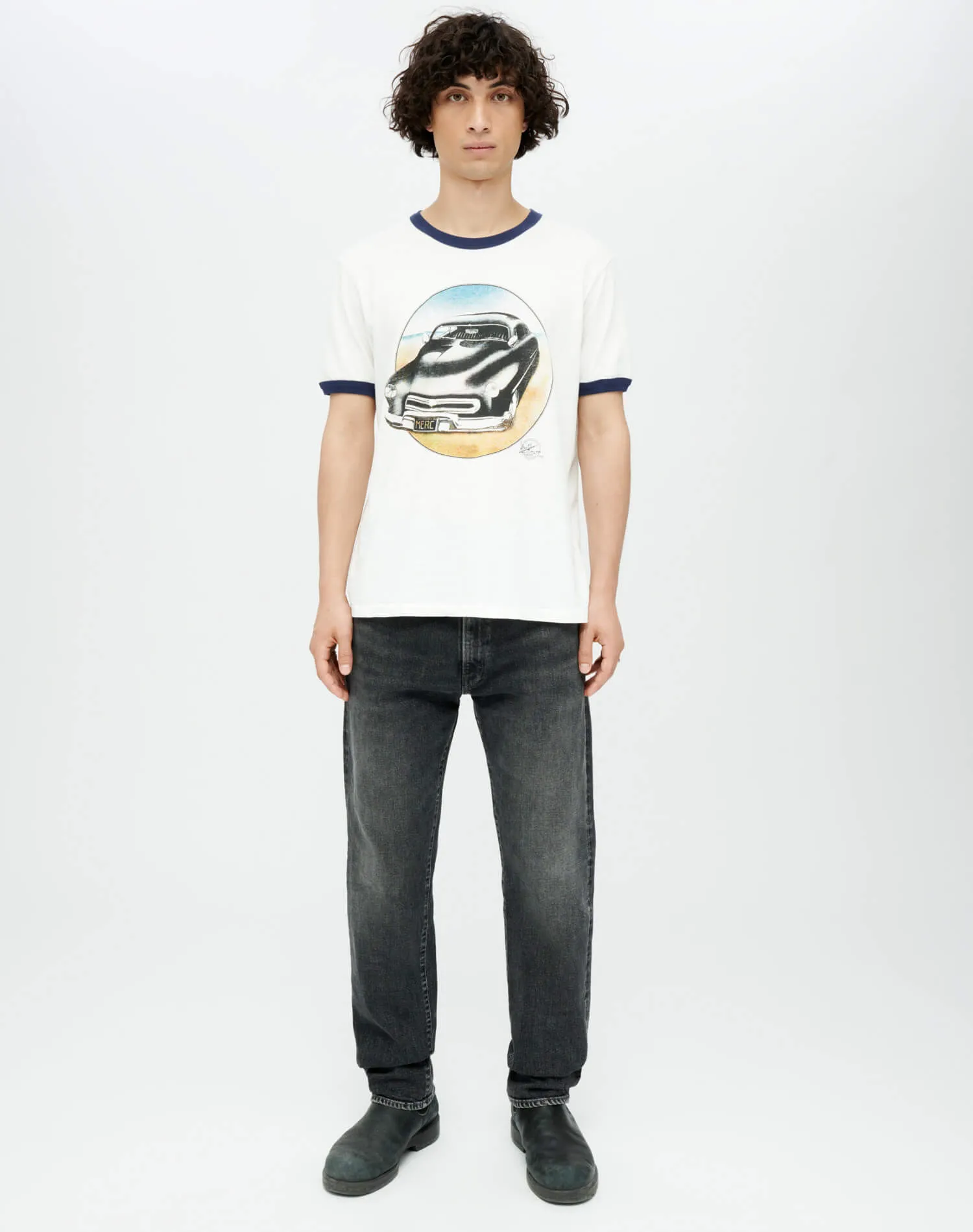 Ringer "51 Merc" Tee - Old White Aged Navy sold by Re/Done product image thumbnail 2