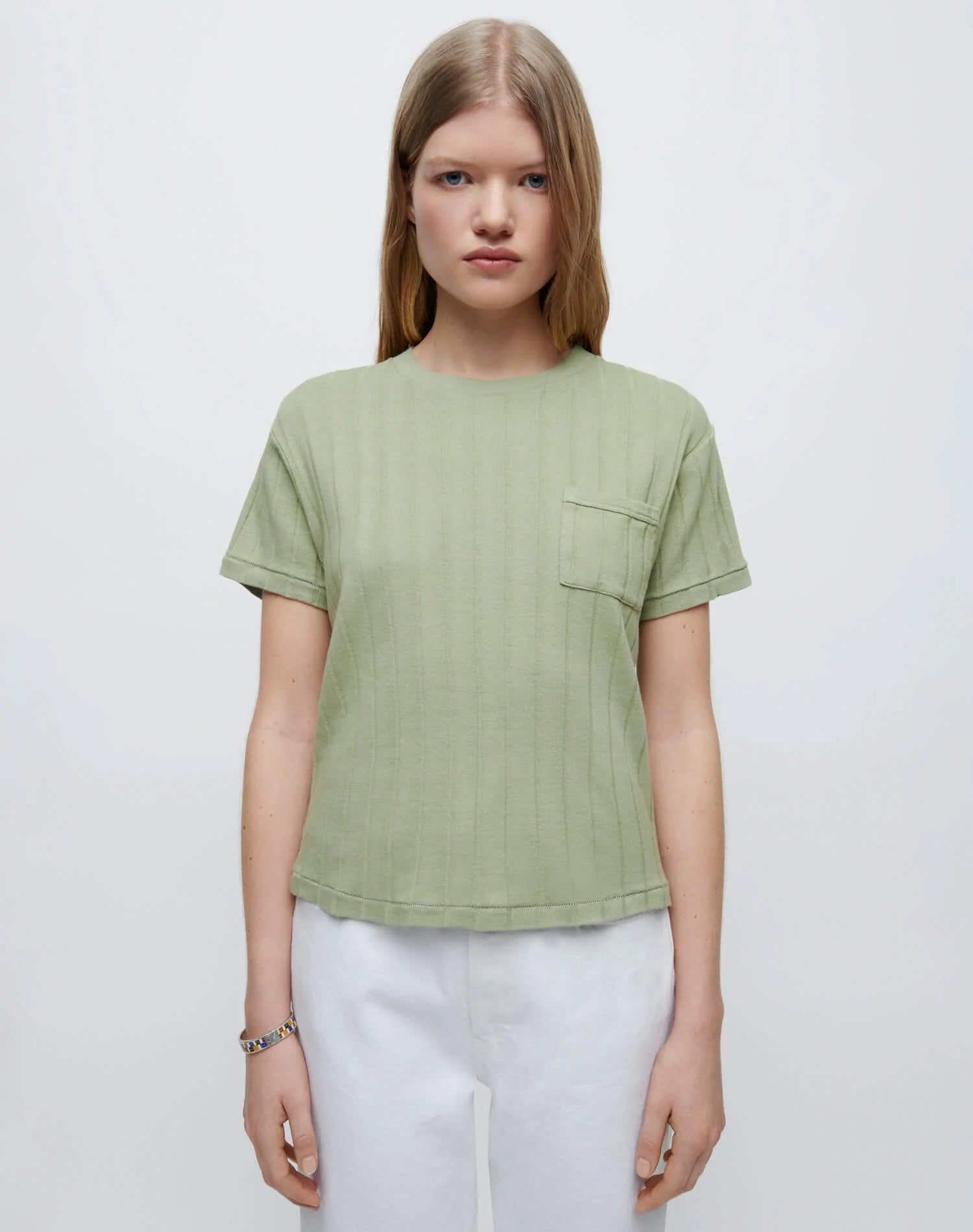90s Variegated Rib Tee - Sage sold by Re/Done product image thumbnail 2