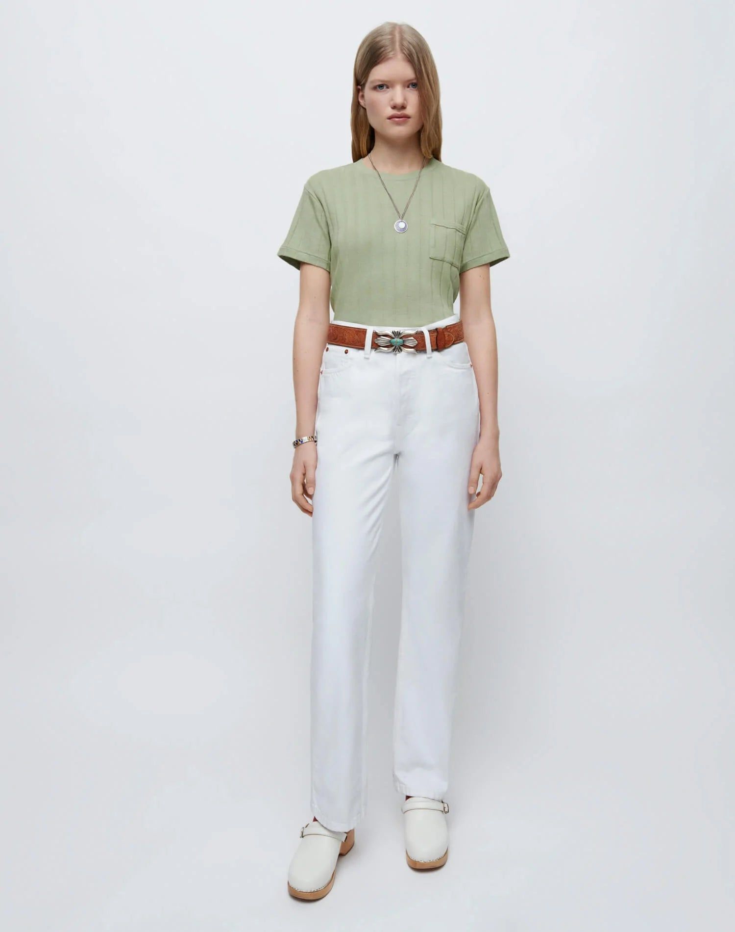 90s Variegated Rib Tee - Sage sold by Re/Done