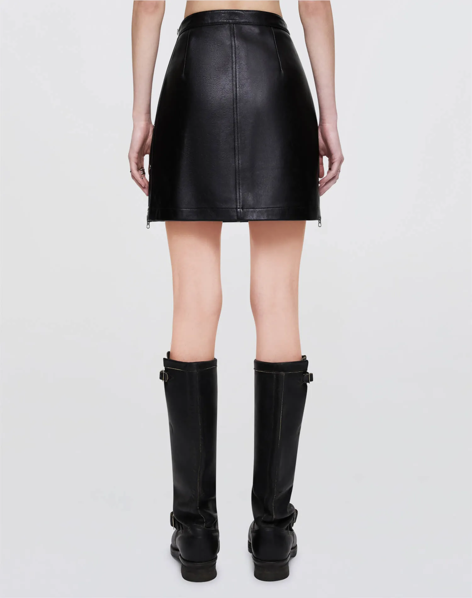 Leather Studded Moto Skirt - Black sold by Re/Done product image thumbnail 4